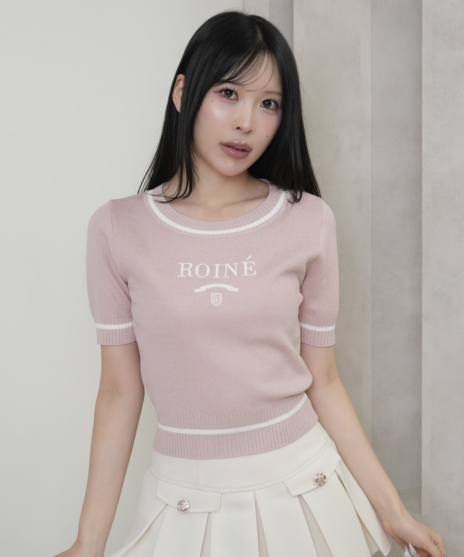 LIP SERVICE LIP SERVICE/(W)Roineエンブロイダリーサマーニット リップサービス トップス ニット グレー ホワイト ピンク レッド イエロー