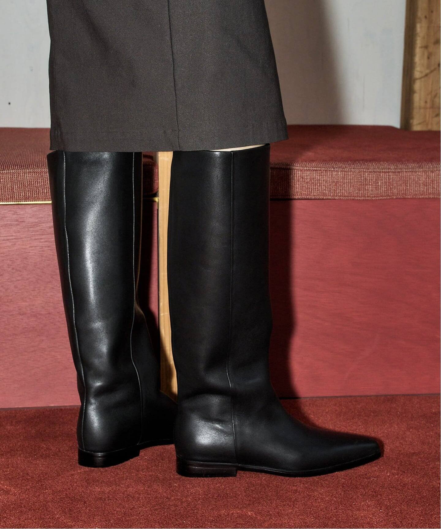 GRISE 《予約/WEB+一部店舗限定》REMME/レメ 別注 LEATHER STRAIGHT ロングブーツ ルタロン シューズ・靴 ブーツ ブラック【送料無料】