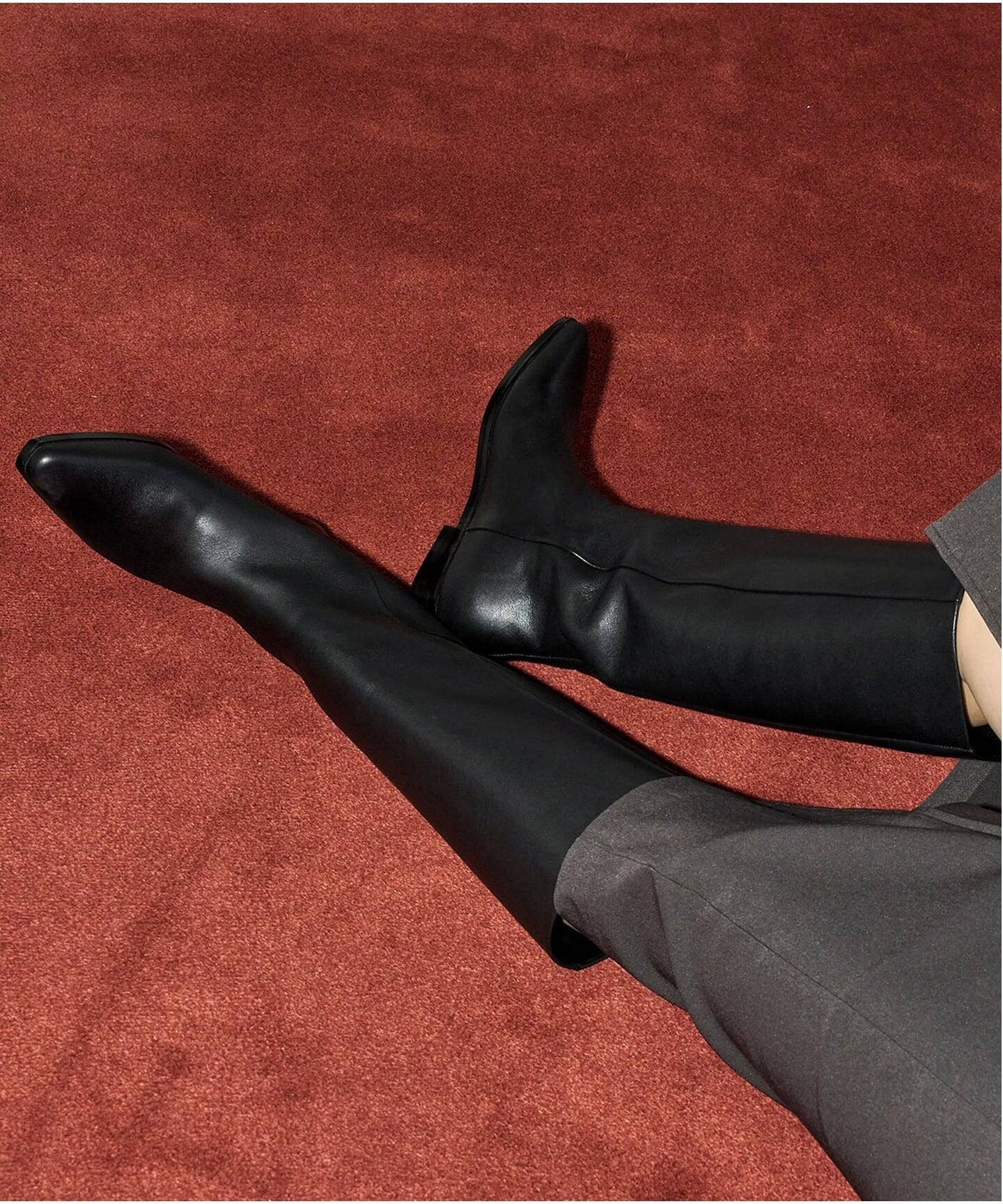 《予約/WEB+一部店舗限定》REMME/レメ 別注 LEATHER STRAIGHT ロングブーツ ルタロン シューズ・靴 ブーツ ブラック