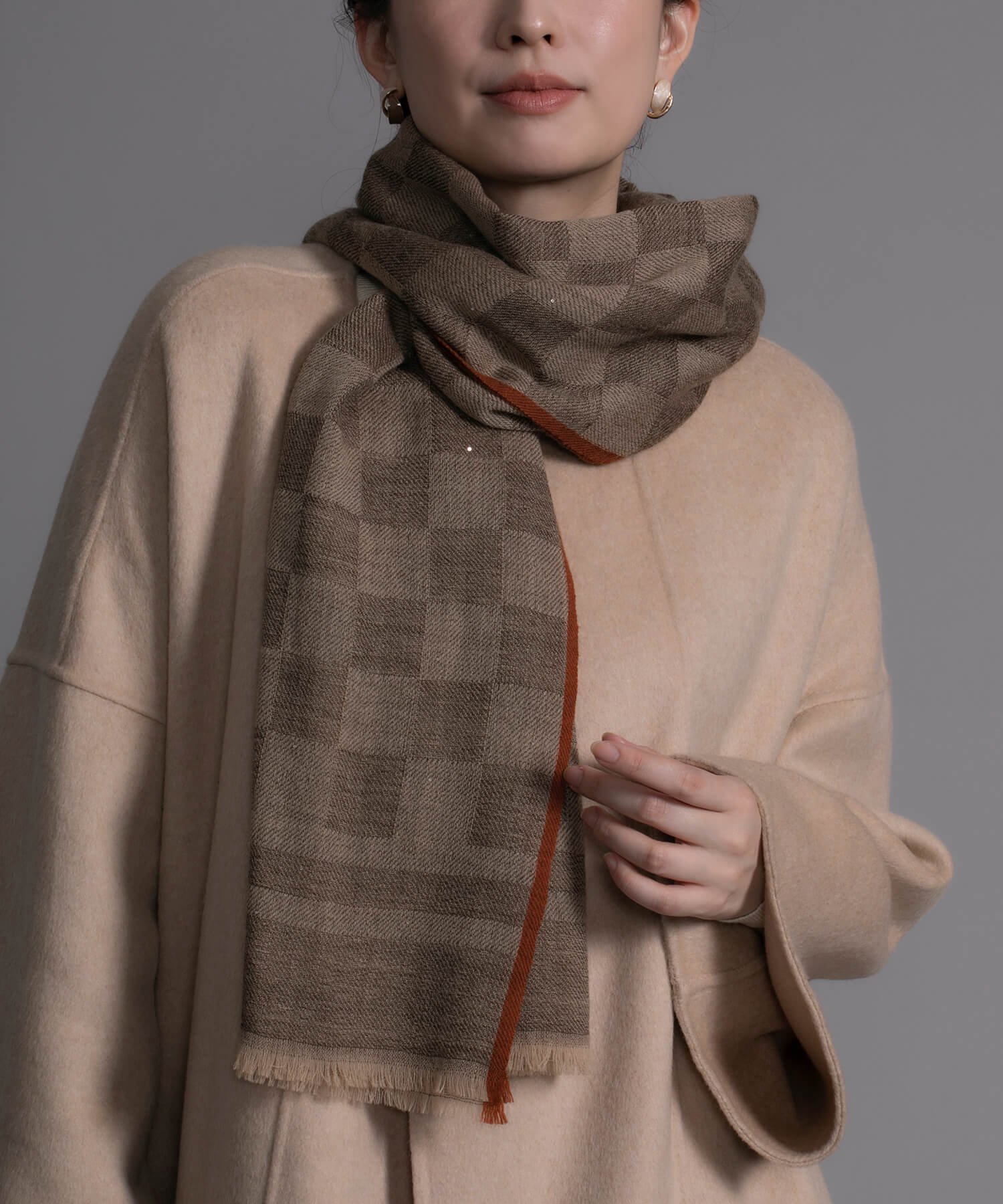 【SALE/10%OFF】DECADE CLASSIC 【DECADE CLASSIC】ウール100%チェック柄大判ストール ディケイドクラシック ファッション雑貨 マフラー・ストール・ネックウォーマー ベージュ ブラウン【送料無料】