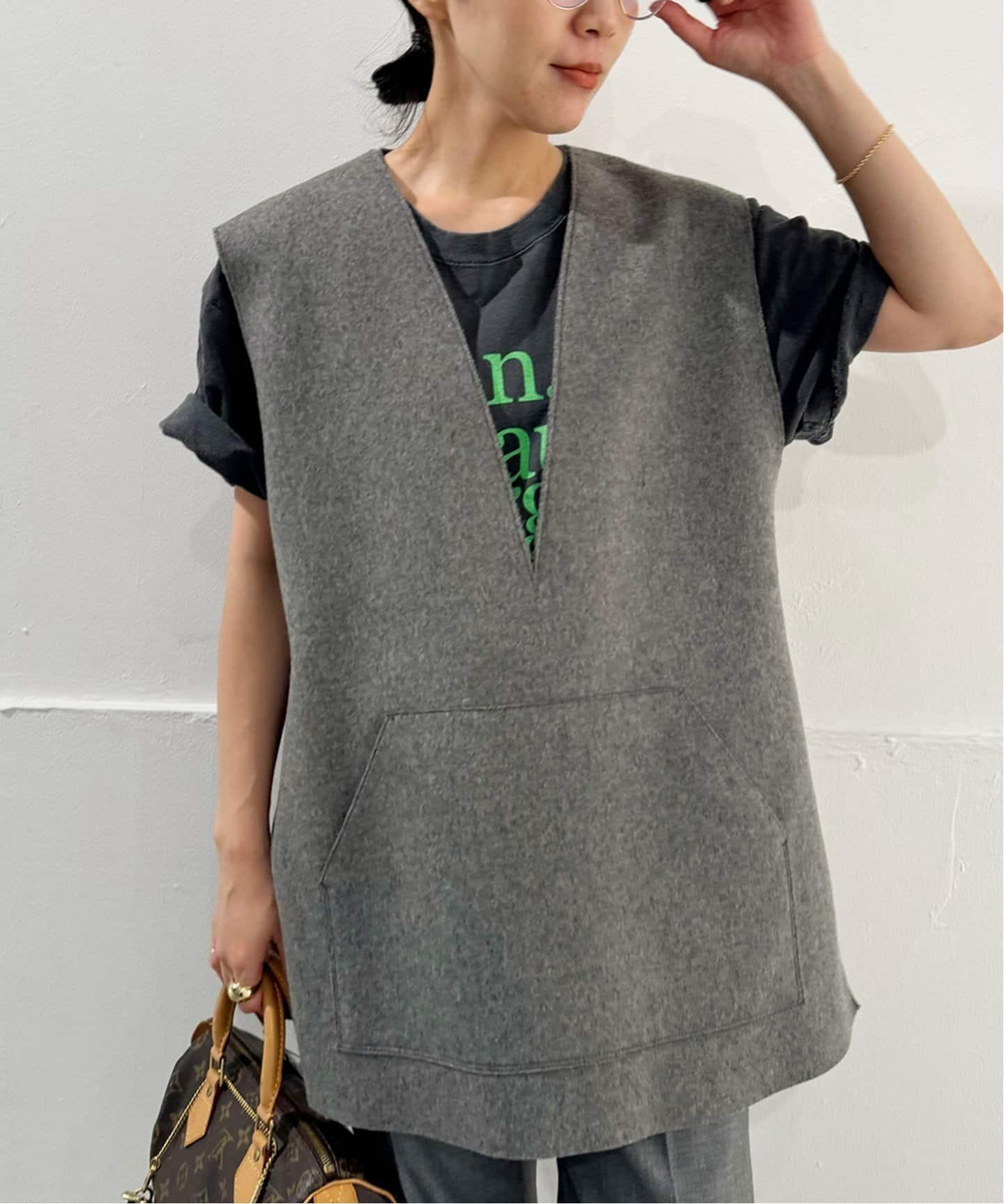 plage 《予約》WO オーバーベスト2 プラージュ トップス ベスト・ジレ グレー ブラウン【送料無料】のサムネイル