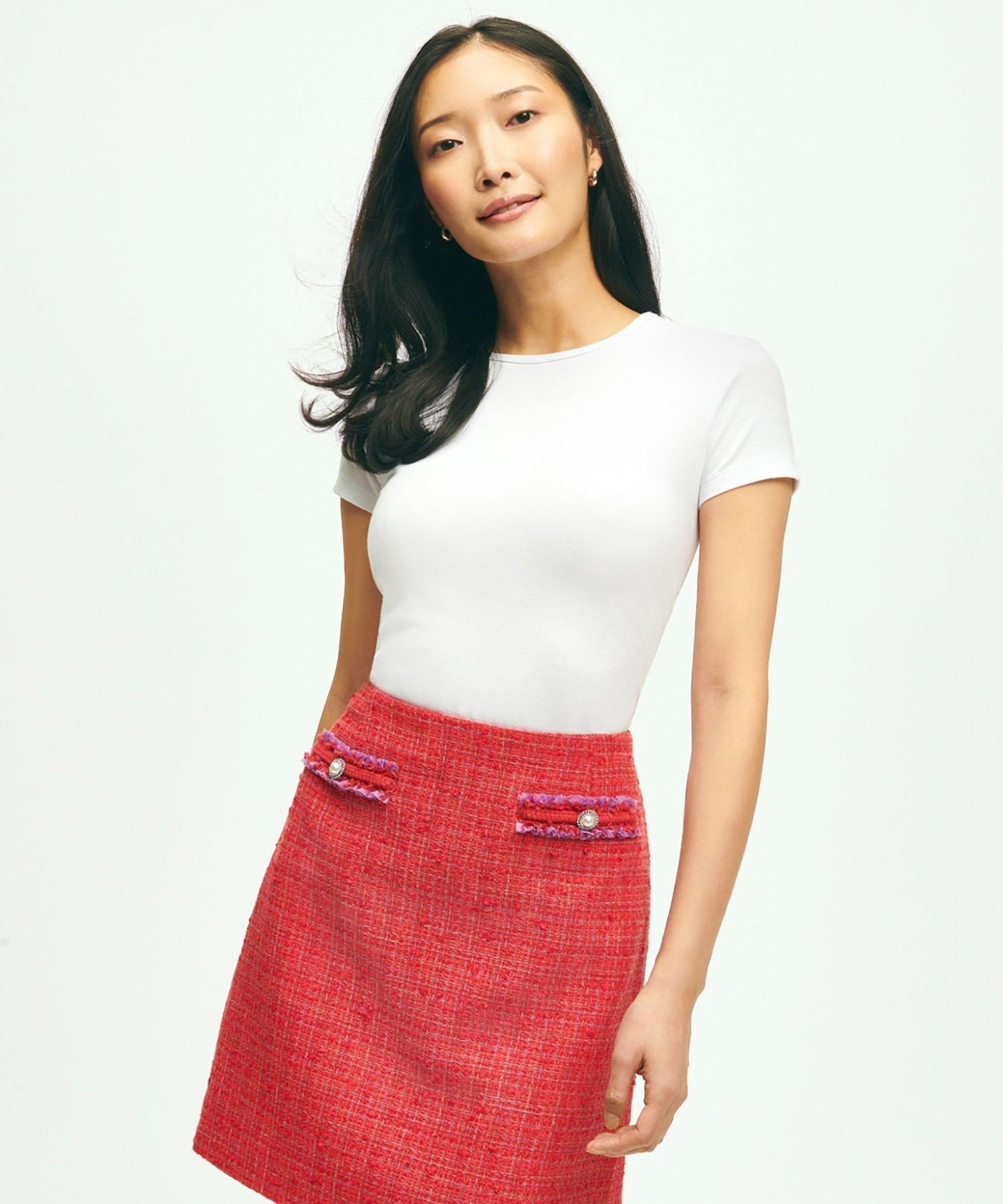 BROOKS BROTHERS コットン/レーヨン ストレッチピケ Tシャツ ブルックス ブラザーズ トップス カットソー・Tシャツ ブラック ホワイト ネイビー【送料無料】