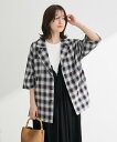 【SALE/60%OFF】Green Parks チェック5分袖ジャケット グリーンパークス ジャケット・アウター テーラードジャケット・ブレザー ベージュ ブラック