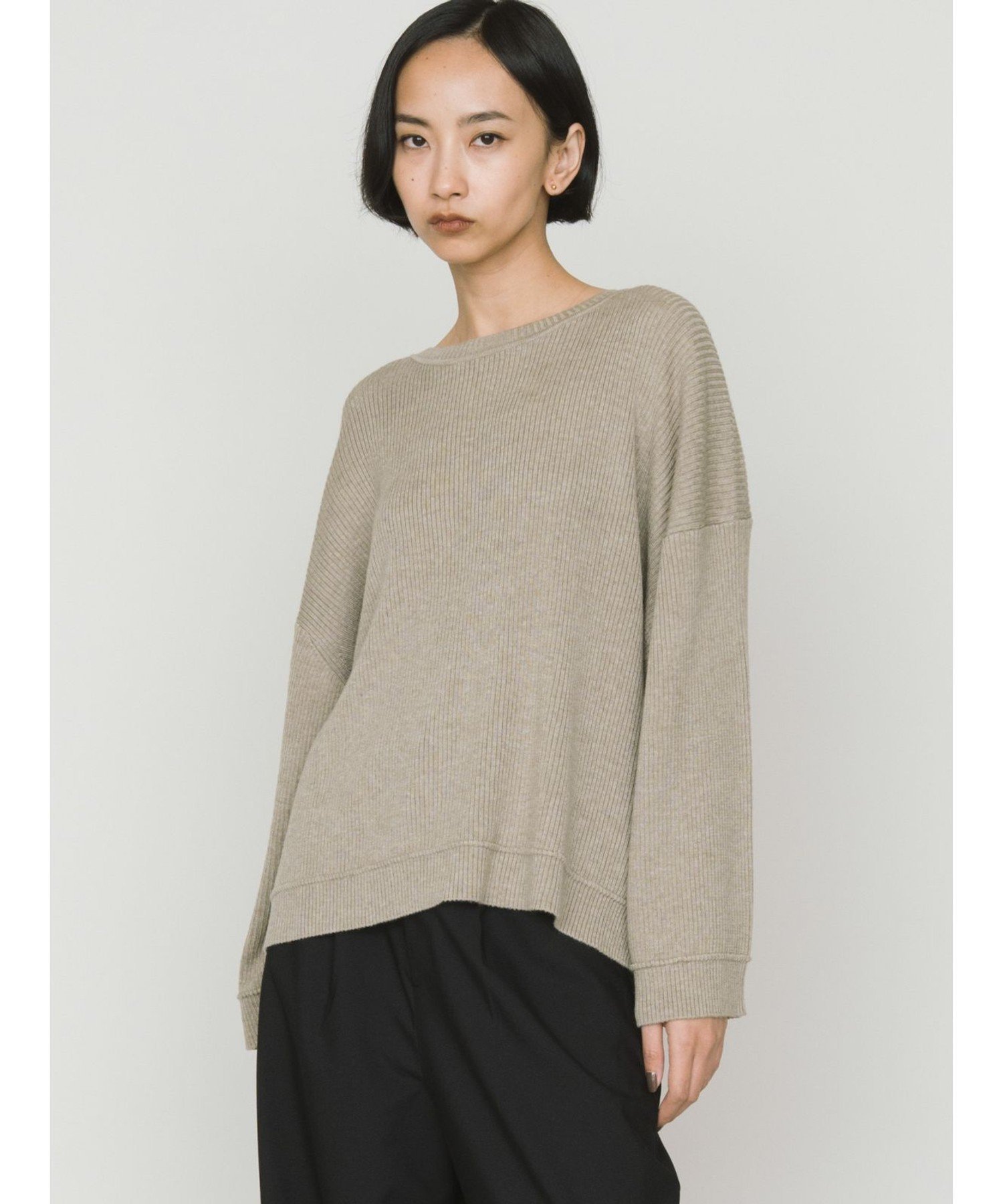 【SALE／20%OFF】MIDIUMISOLID MIDIUMISOLID for Ladies リブピンタックプルオーバー マーコート トッ..