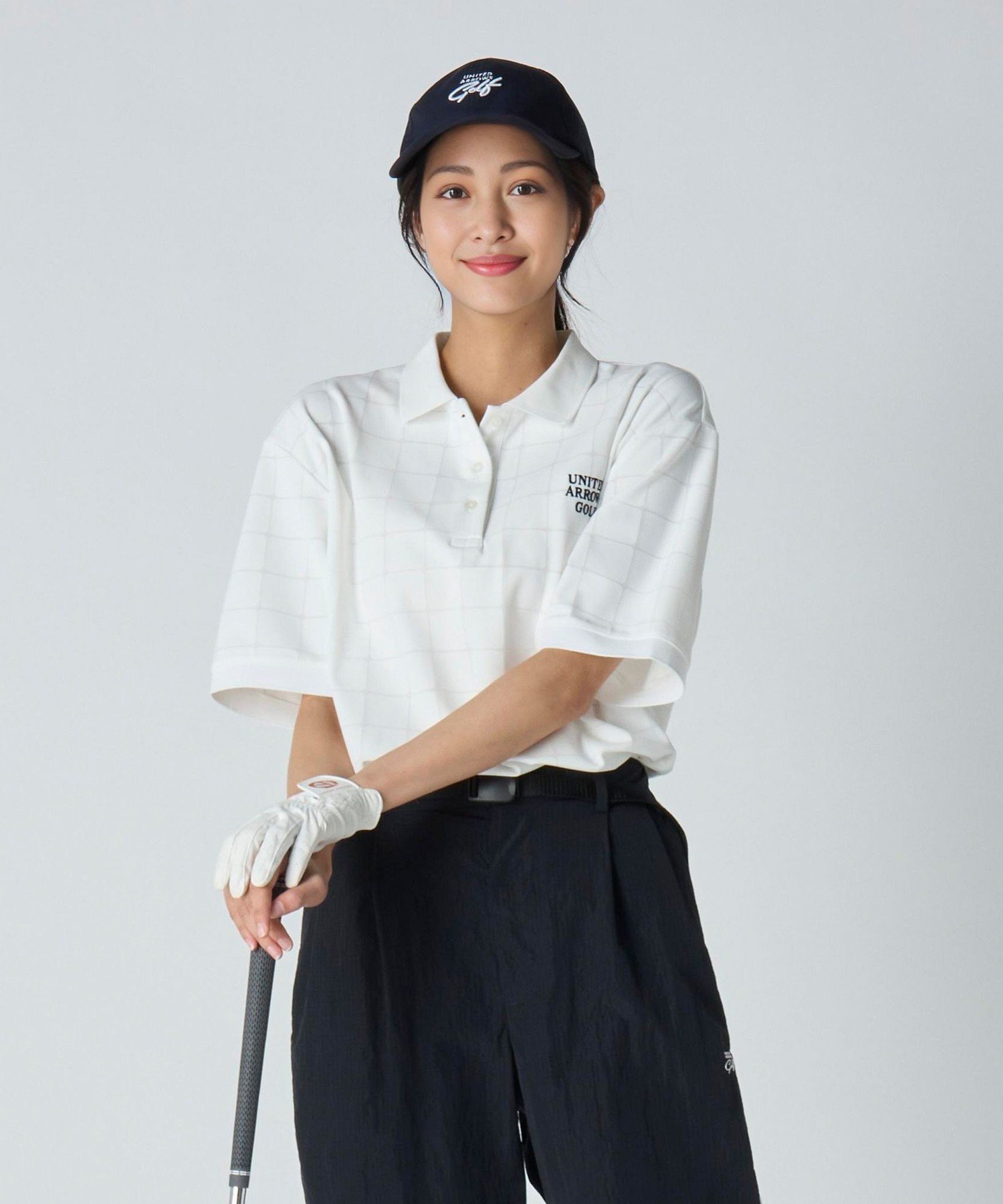 【SALE／50%OFF】UNITED ARROWS GOLF ウィメンズ プレイド ジャガード ポロシャツ ...