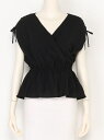 【SALE/50%OFF】LIP SERVICE ドロストショルダーカシュクールTOPS リップサービス カットソー ノースリーブカットソー ブラック ホワイト ベージュ