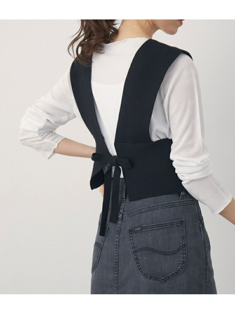 【SALE／50%OFF】VIS 【前後2WAY】【マシンウォッシャブル】【オーガニックコットン】バックリボンリブビスチェ ビス トップス その他のトップス ブラック ブラウンのサムネイル