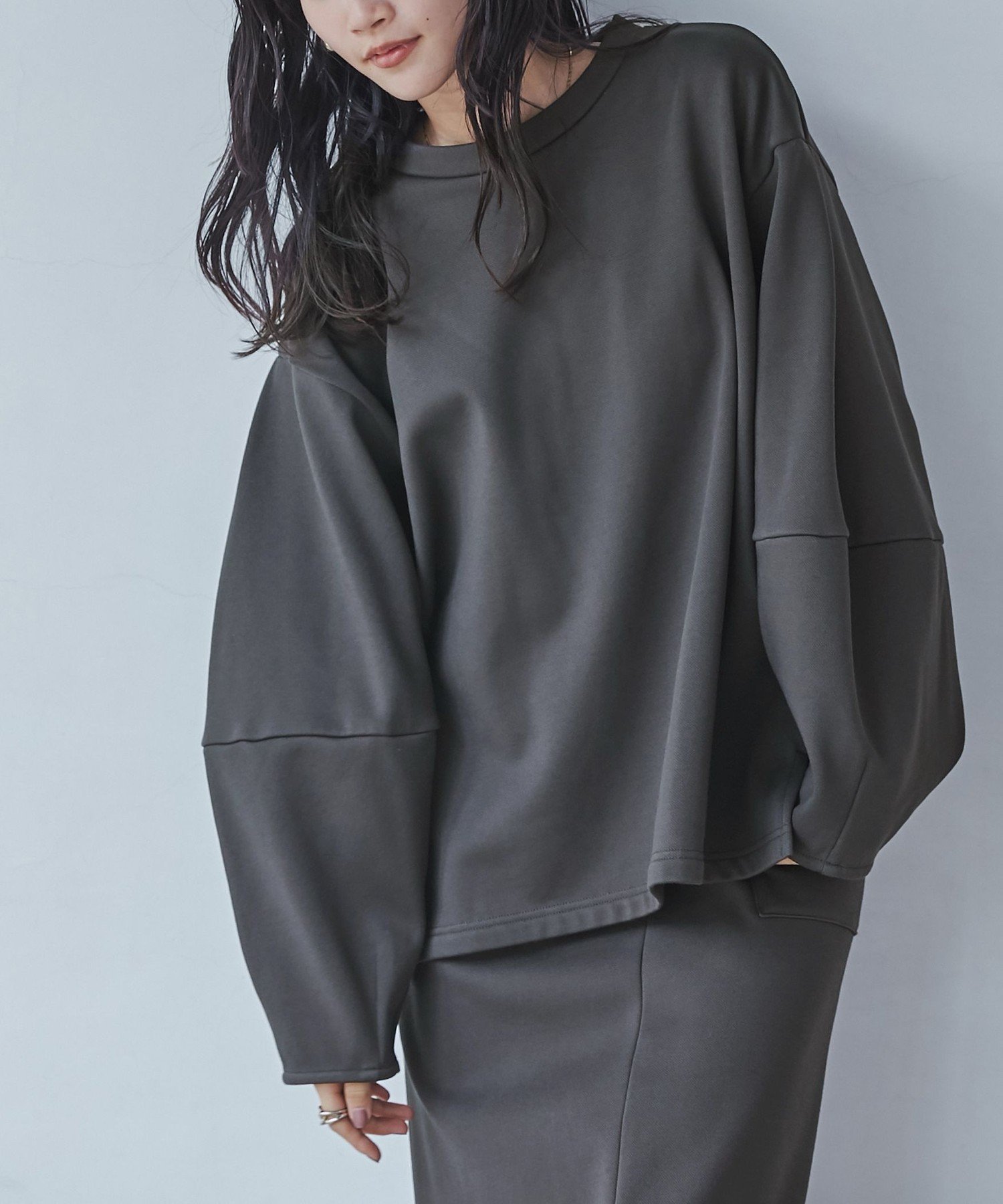 【SALE／33%OFF】coen REVERSEWARMボリュームスリーブプルオーバー(WEB限定カラー) コーエン トップス カットソー・Tシャツ グレー ブラック ホワイト カーキのサムネイル