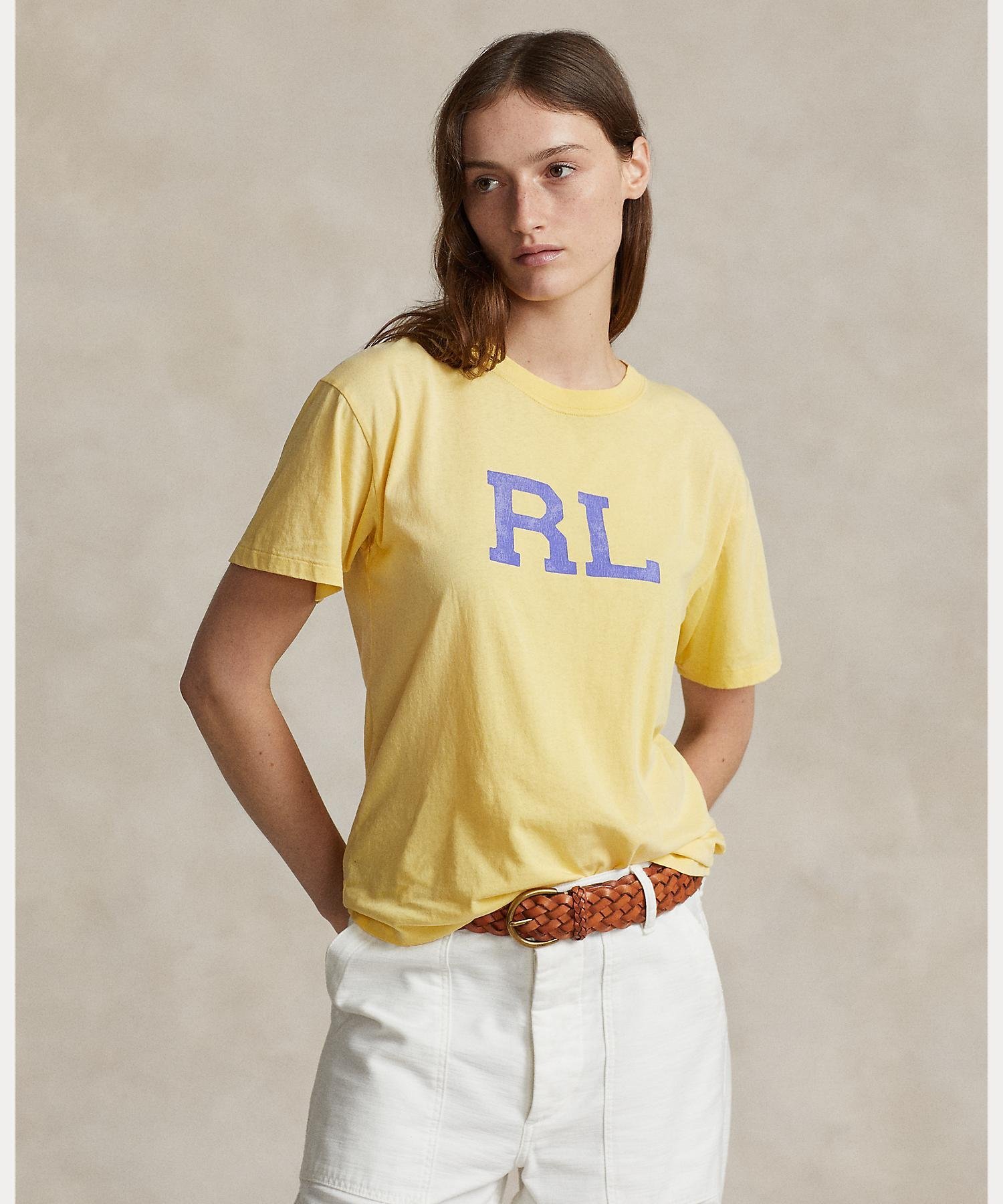 ポロ ラルフローレン トップス レディース POLO RALPH LAUREN RL ロゴ ジャージー Tシャツ ラルフローレン トップス カットソー・Tシャツ イエロー【送料無料】