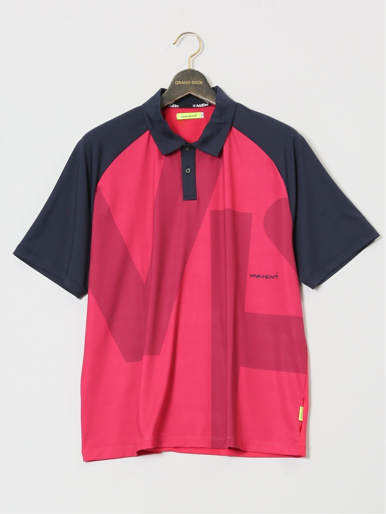 【SALE／10%OFF】GRAND-BACK 【大きいサイズ】ビバハート/VIVA HEART ビッグロゴラグラン切替 半袖ポロシャツ タカキュー トップス ポロシャツ ホワイト ピンク ネイビー【送料無料】