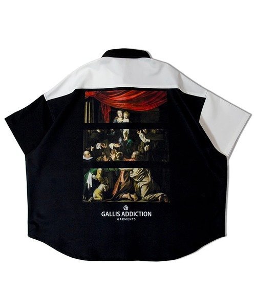 【SALE／50%OFF】GALLIS ADDICTION GA 絵画-SPLIT S/S SHIRT(MENS) ジャックローズ トップス シャツ・ブラウス ブラック ホワイト【送料無料】