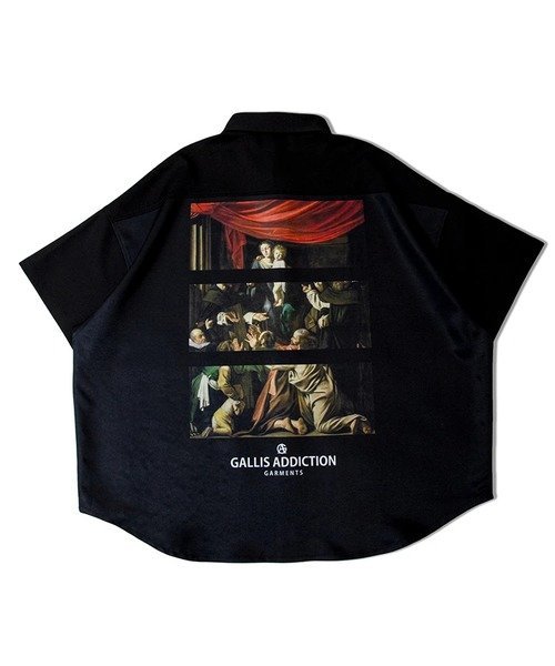 【SALE／50%OFF】GALLIS ADDICTION GA 絵画-SPLIT S/S SHIRT(MENS) ジャックローズ トップス シャツ・ブラウス ブラック ホワイト【送料無料】