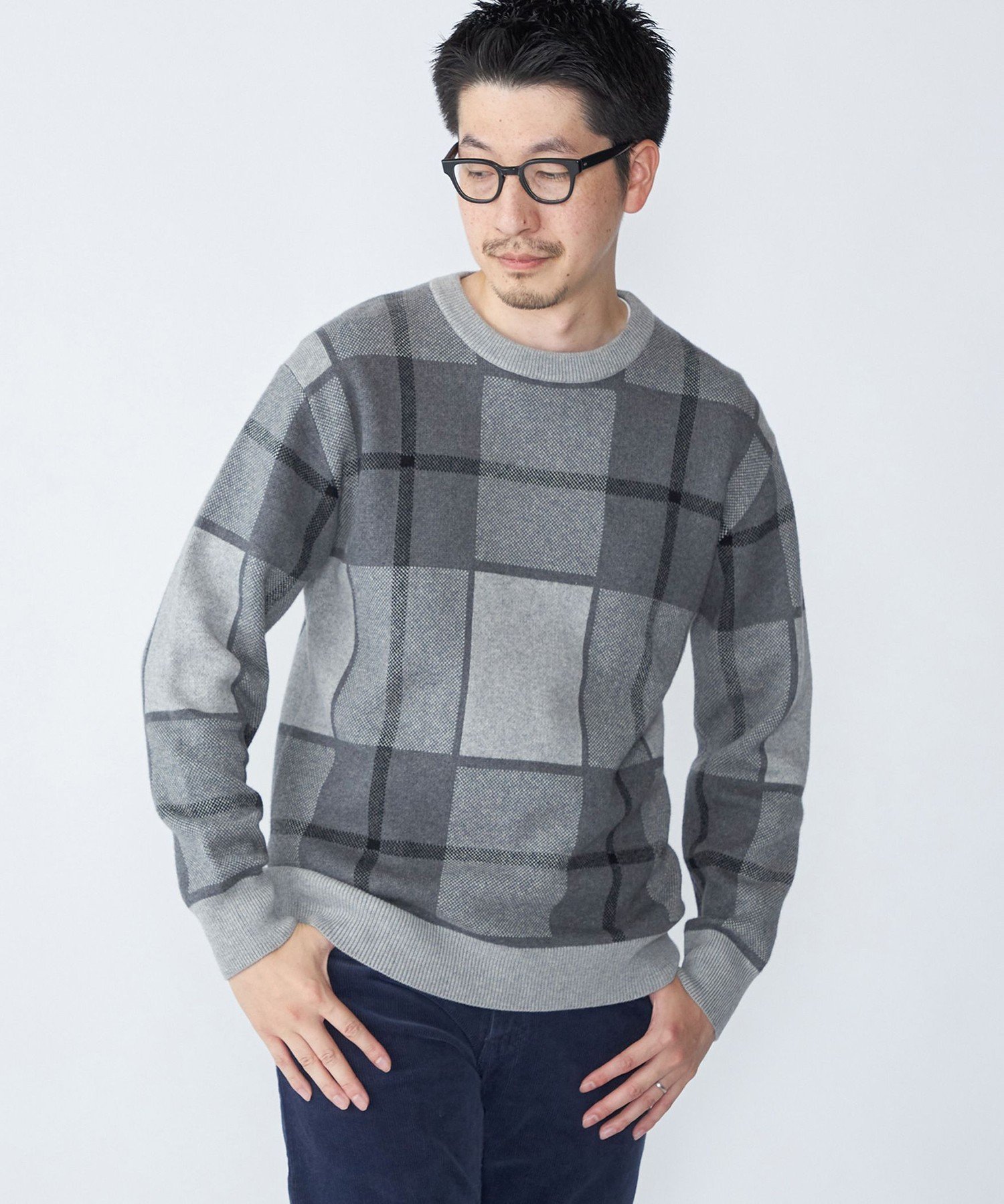 【SALE／30%OFF】SHIPS MEN SHIPS:＜洗濯機可能＞ コットン カシミヤ チェック クルーネック ニット シップス トップス ニット ブラウン ネイビー オレンジ【送料無料】