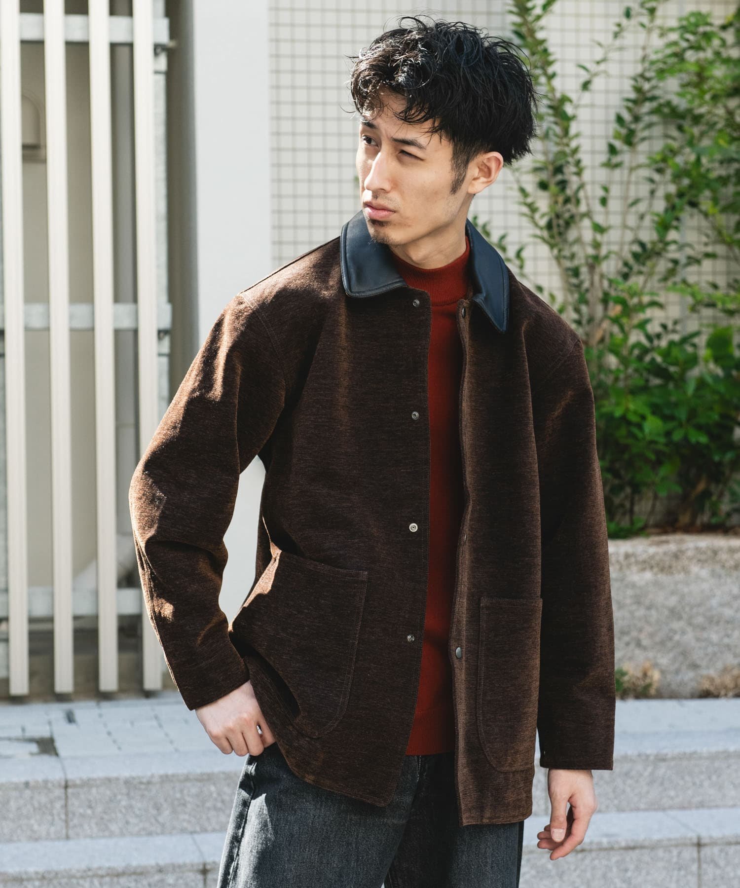 URBAN RESEARCH DOORS インディゴモール ワークジャケット アーバンリサーチドアーズ ジャケット・アウター テーラードジャケット・ブレザー ブラウン ネイビー【送料無料】