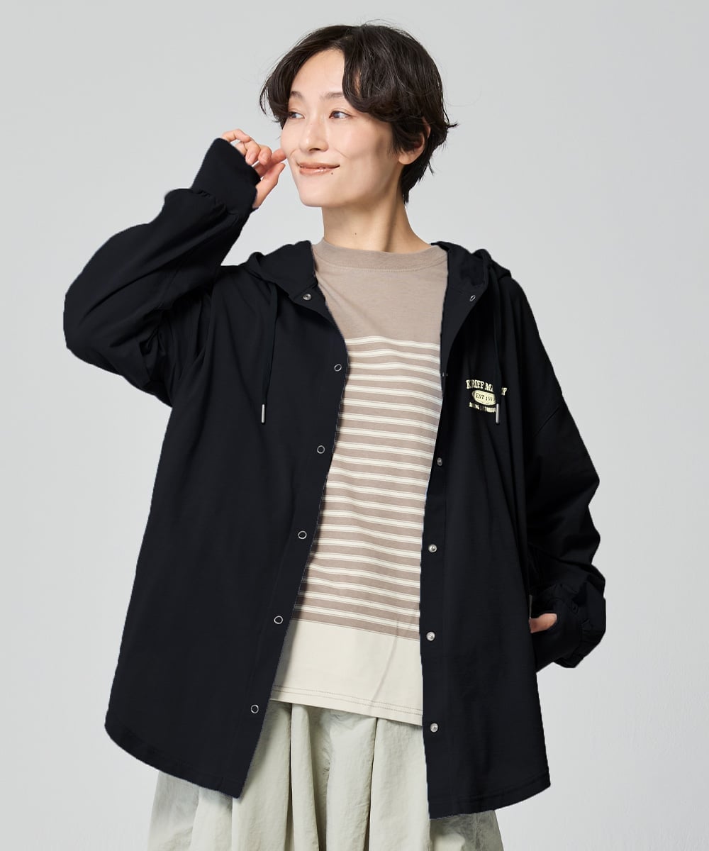 KRIFF MAYER (W) UV-cut button-up hoodie. KRIFF MAYER tops, hoodies, black, gray, green, blue. [Free shipping]