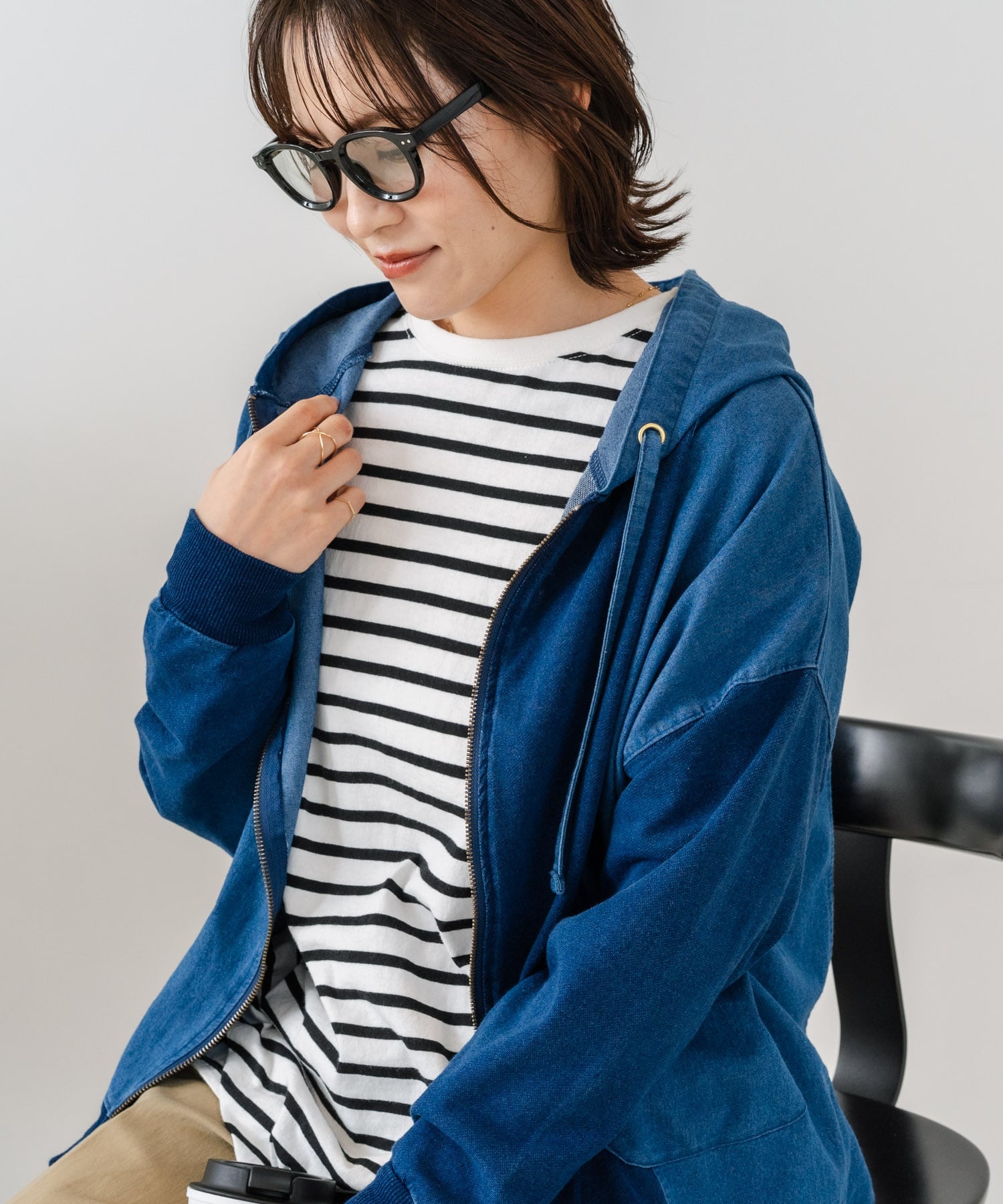 【SALE／6%OFF】C-FORT POINT C-FORT POINT/(W)インディゴ ZIP パーカー ジーンズメイト トップス パーカー・フーディー ブルー ネイビー【送料無料】