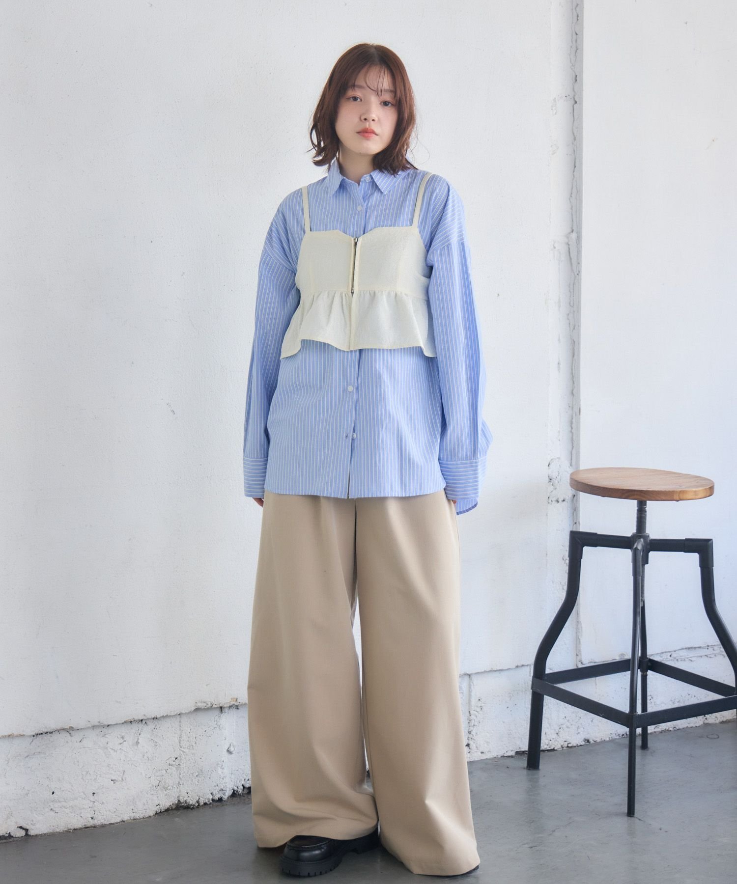 RETRO GIRL フロントZIPビスチェ レトロガール トップス シャツ・ブラウス ブラッ...