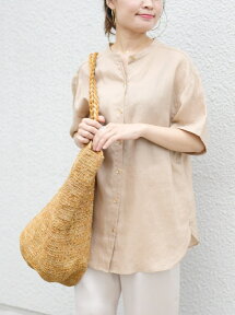 【SALE／40%OFF】SHIPS WOMEN テレデランリネンバンドカラーシャツ◇ シップス シャツ/ブラウス 半袖シャツ ベージュ ホワイト レッド グリーン ネイビー【送料無料】