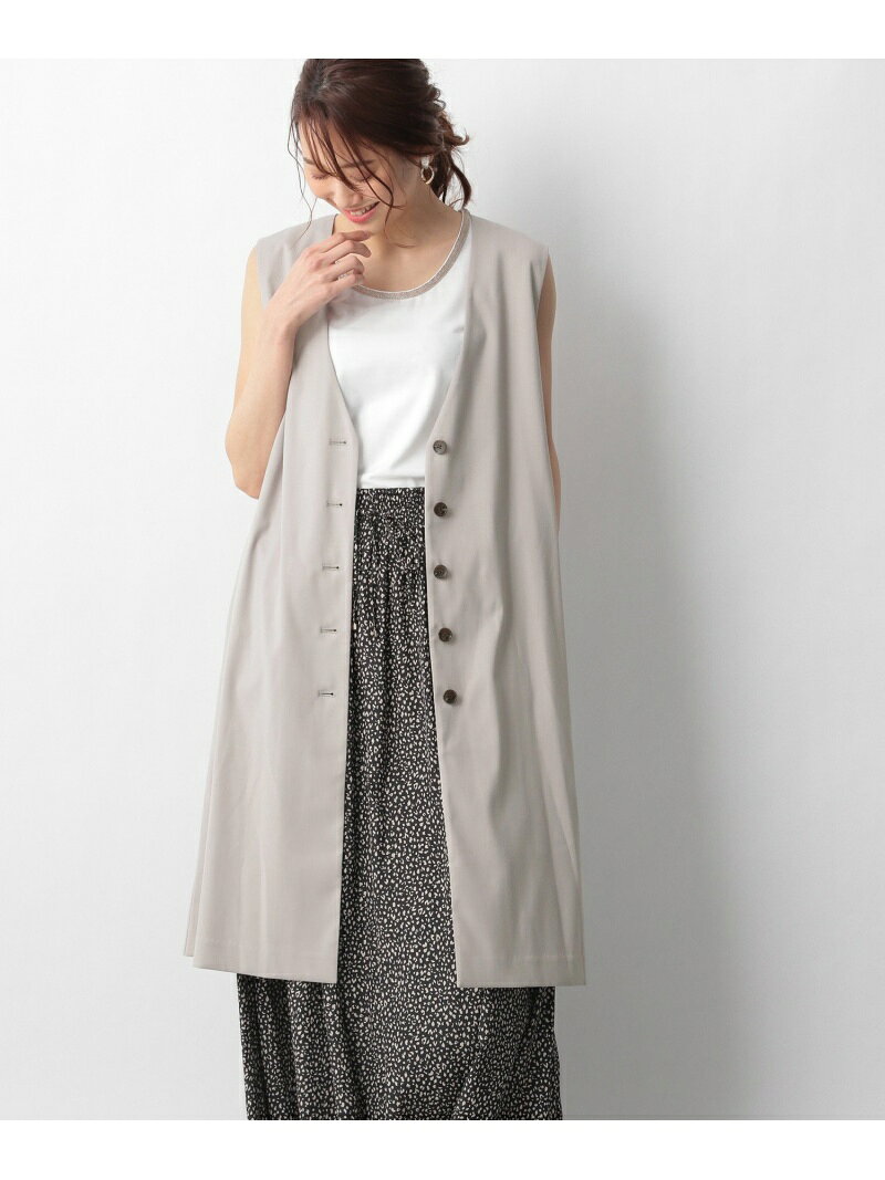 【SALE／36%OFF】GLOBAL WORK (W)Vネックロングジレ グローバルワーク トップス シャツ・ブラウス ベージュ ネイビーのサムネイル