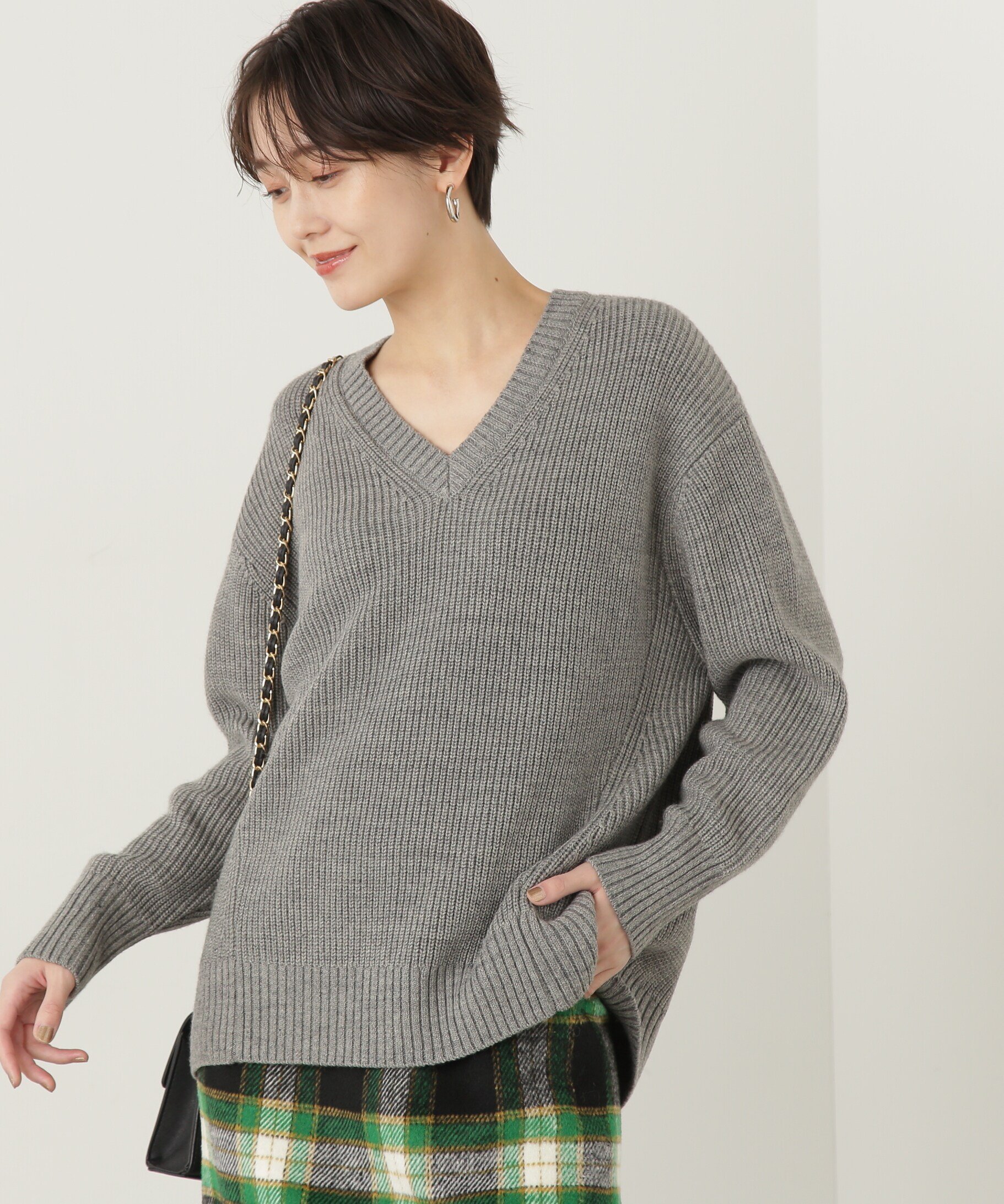 【SALE／60%OFF】N. Natural Beauty Basic Vネック畦ニット エヌ ナチュラルビューティーベーシック* トップス ニット ピンク グレー ホワイト ブラウン【送料無料】