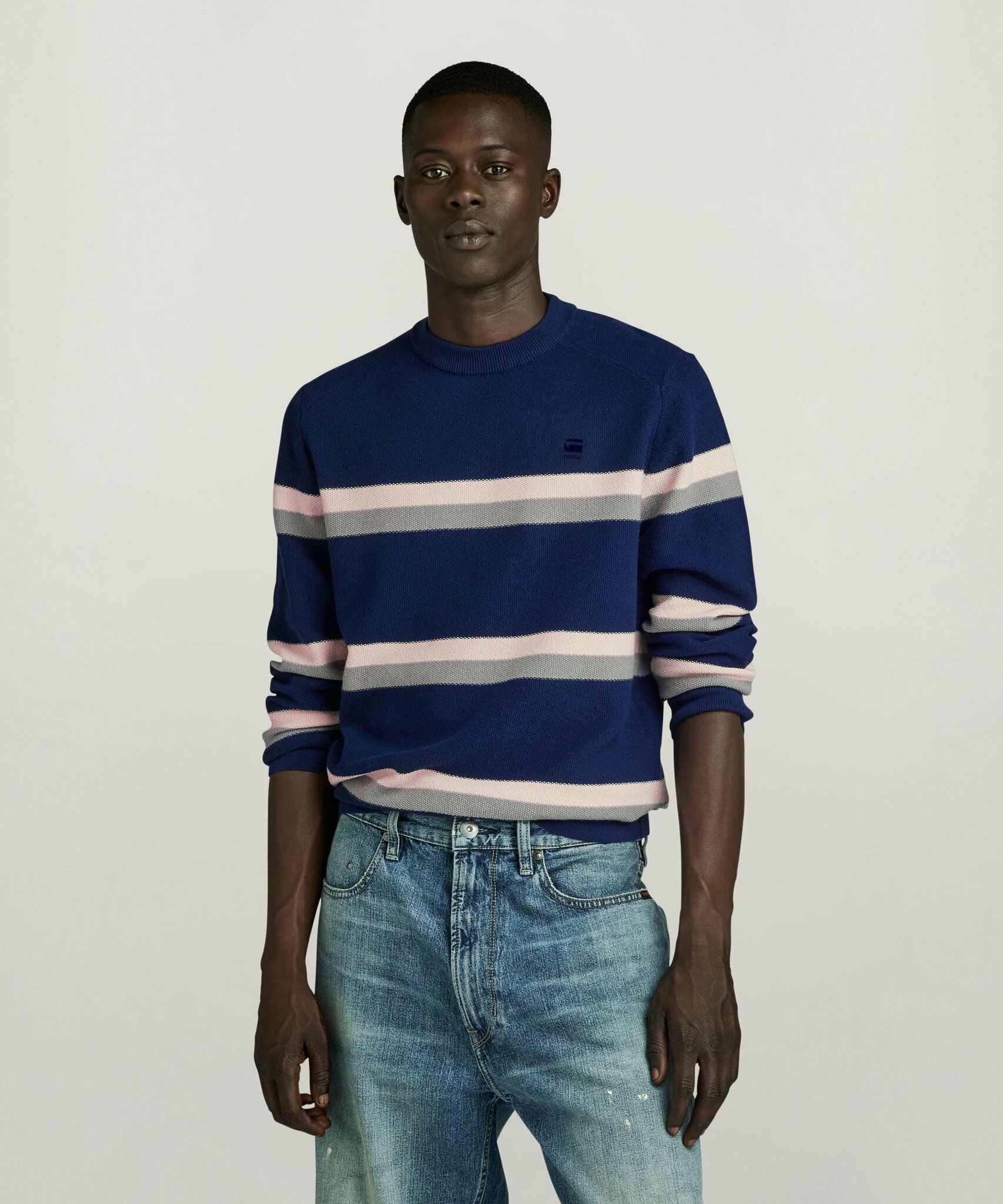 【SALE/40%OFF】G-Star RAW 【公式ショップ】STRIPE KNITTED SWEATER/ストライプデザインニットセーター ジースターロゥ トップス ニット ブルー【送料無料】