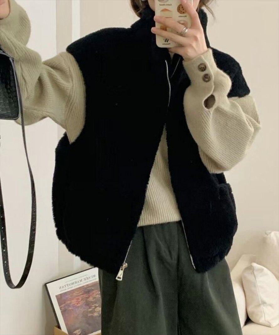 【SALE／50%OFF】La-gemme ジップアップスムースタッチベスト ラジュール トップス ベスト・ジレ ブラック ホワイト ブラウン【送料無料】のサムネイル