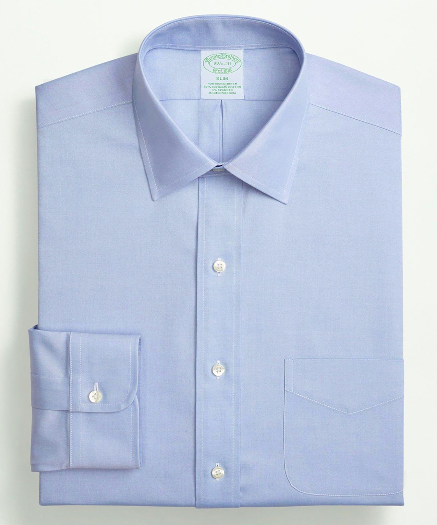 BROOKS BROTHERS スーピマコットンストレッチ ピンポイントオックスフォード ドレスシャツ Slim Fit ブルックス ブラザーズ トップス シャツ・ブラウス ブルー ホワイト【送料無料】