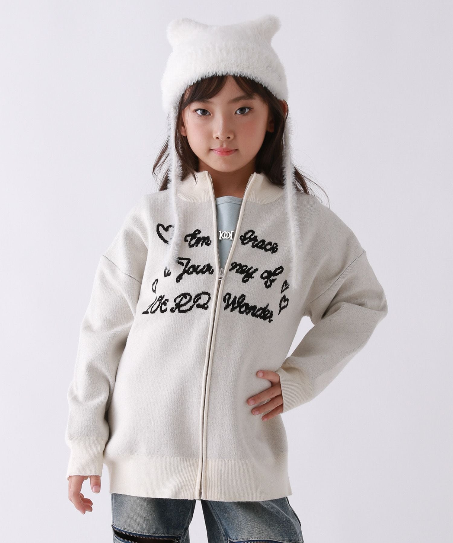 10C REPIPI 【10C REPIPI】メロキュンニットZIPカーディガン レピピアルマリオ トップス カーディガン ブラック ホワイト【送料無料】のサムネイル