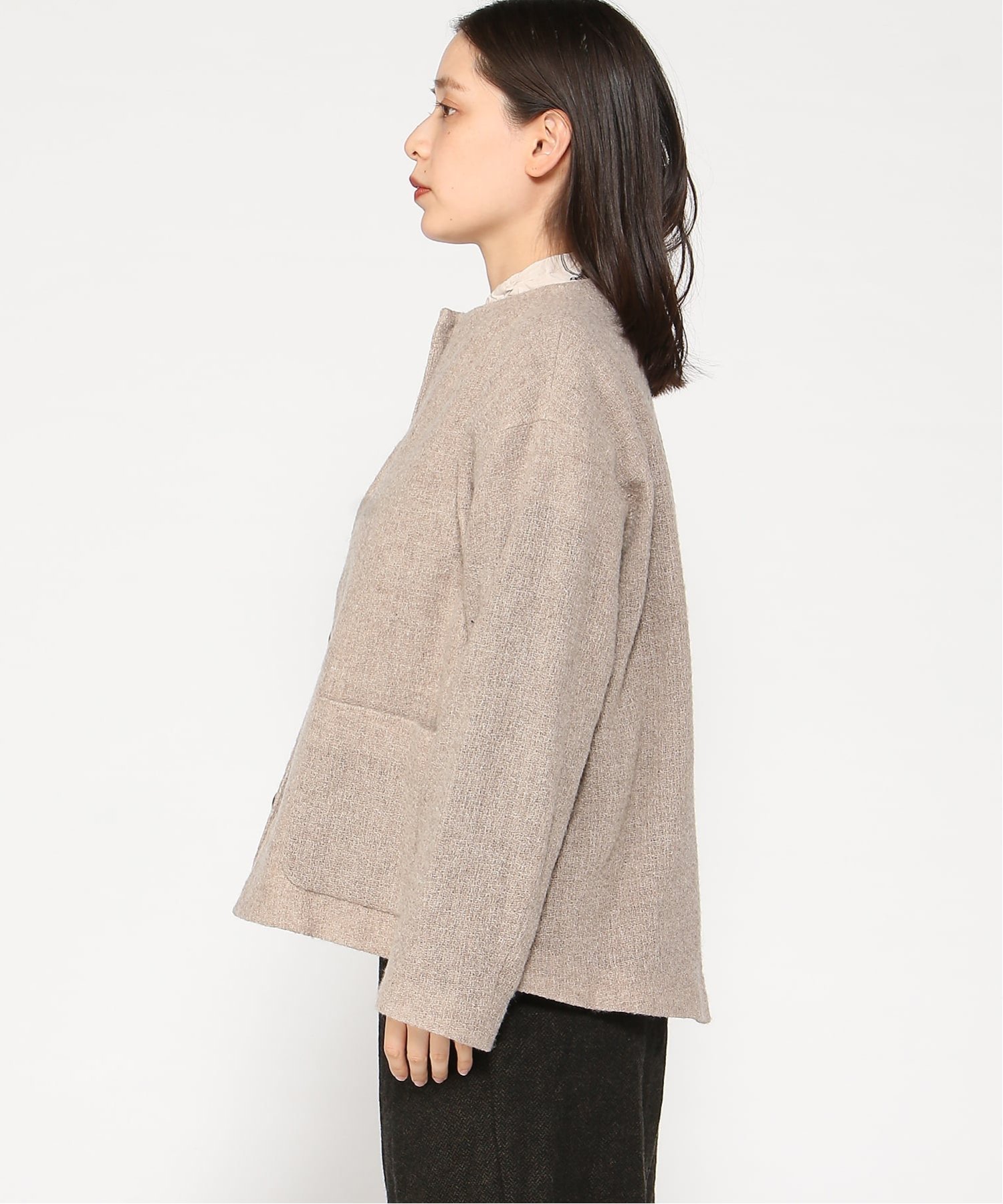 pas de calais ECO WOOL梨地リファイン ショートコート パドカレ ジャケット・アウター その他のジャケット・アウター ベージュ