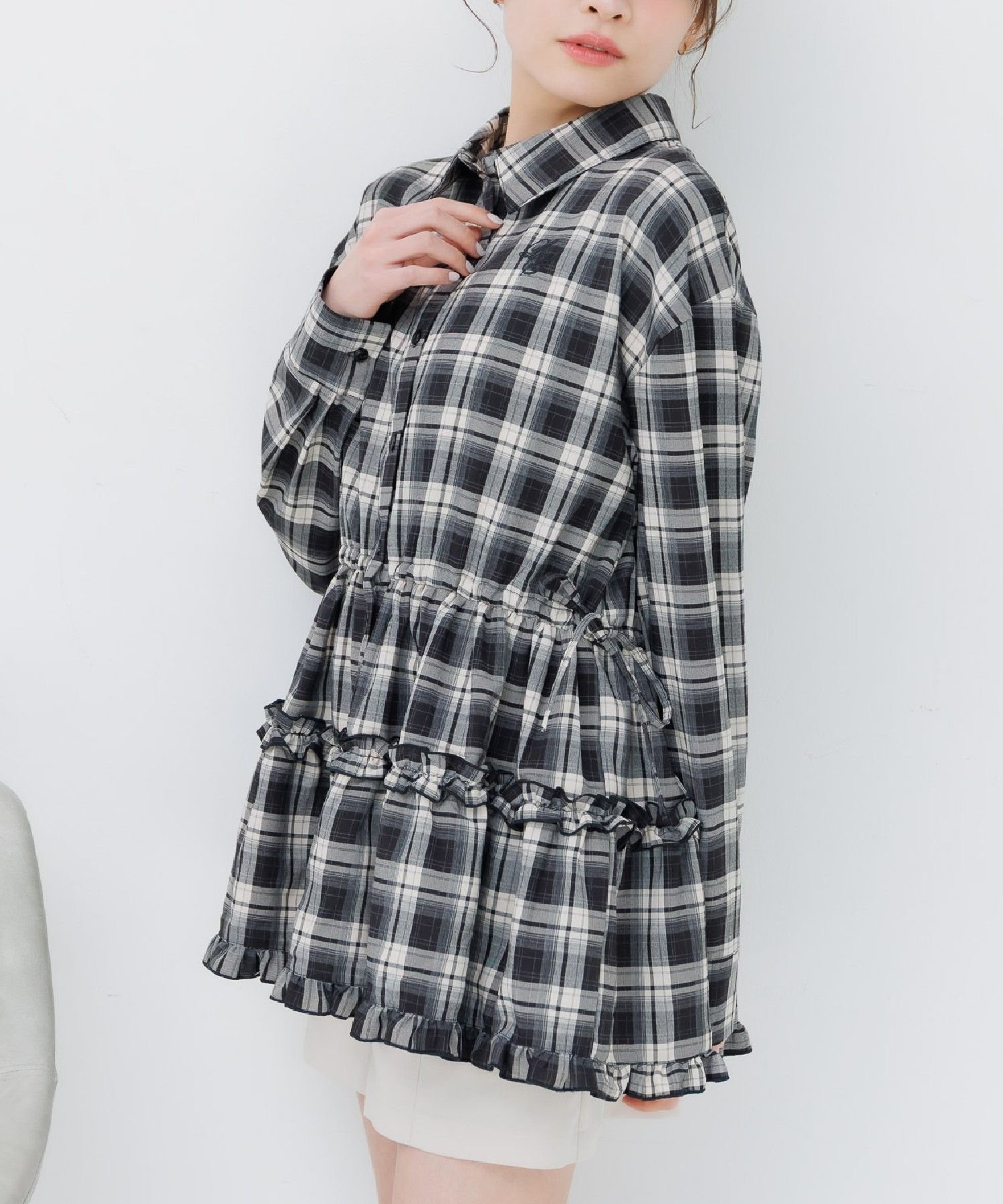 【SALE／25%OFF】ems excite サイドドロストチュニック レトロガール ワンピース・ドレス その他のワンピース・ドレス ブラウン ブラック