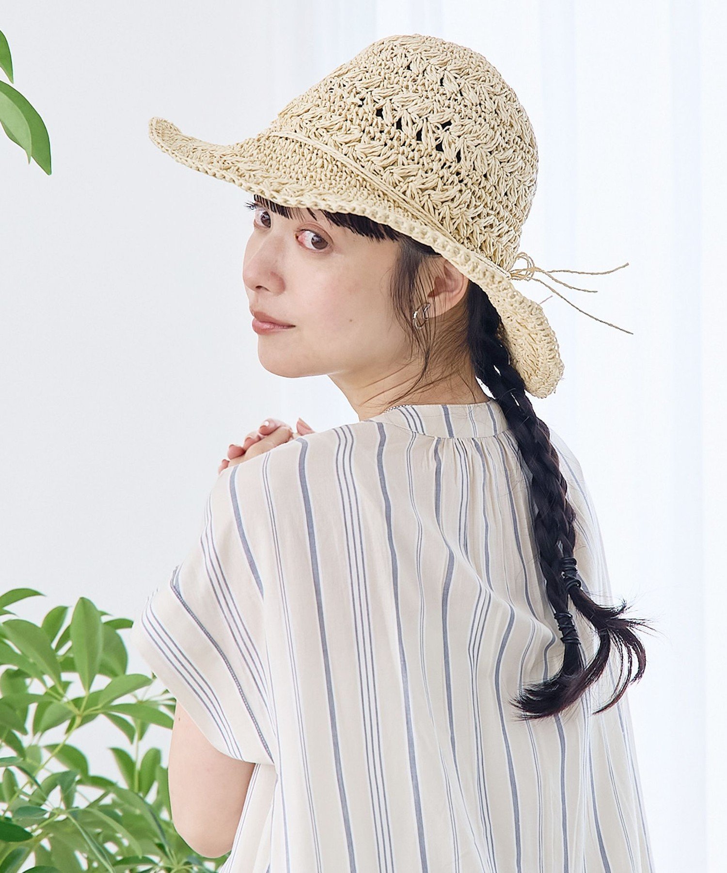 【SALE／40%OFF】coen つば広 リボンつき雑材ハット(インフルエンサー紹介アイテム) コーエン 帽子 ハット ホワイト ベージュ