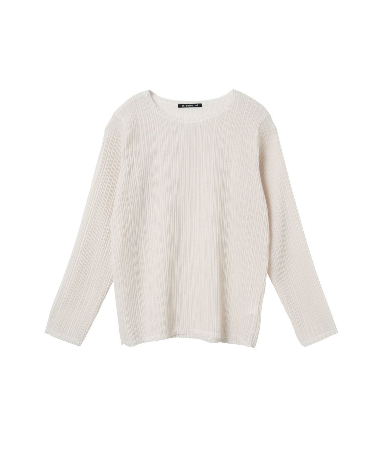 mizuiro ind mizuiro ind プリーツライククルーネックプルオーバー マーコート トップス カットソー・Tシャツ ホワイト カーキグリーン ブラック ネイビー