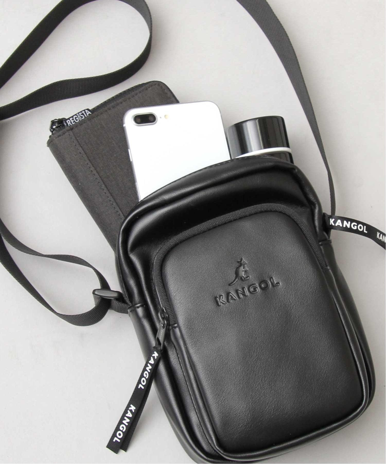 KANGOL KANGOL/(U)A.M.S.別注 エコレザー スクエア ミニショルダーバッグ エー.エム.エス. バッグ ショルダーバッグ ブラック【送料無料】