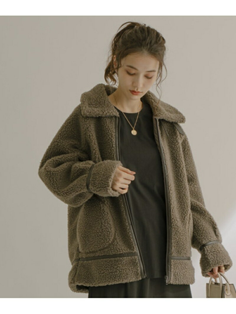 【SALE／20%OFF】JAYRO ＜EC限定＞ベルトスタンドカラーボアブルゾン ジャイロ ジャケット・アウター その他のジャケット・アウター ベージュ ブラウン【送料無料】