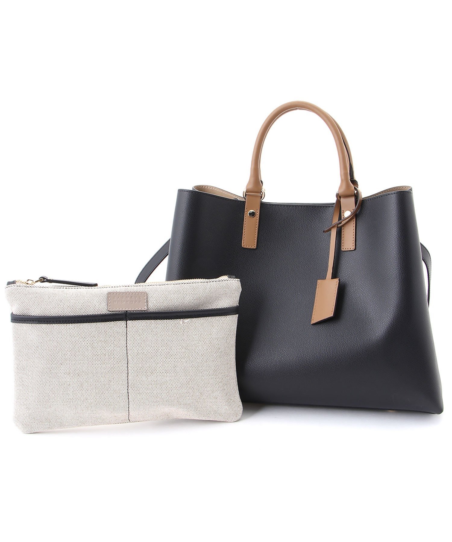 BARNEYS NEW YORK (W)サイドジップ付トートバッグ バーニーズ　ニューヨーク バッグ トートバッグ ブラック ホワイト【送料無料】のサムネイル