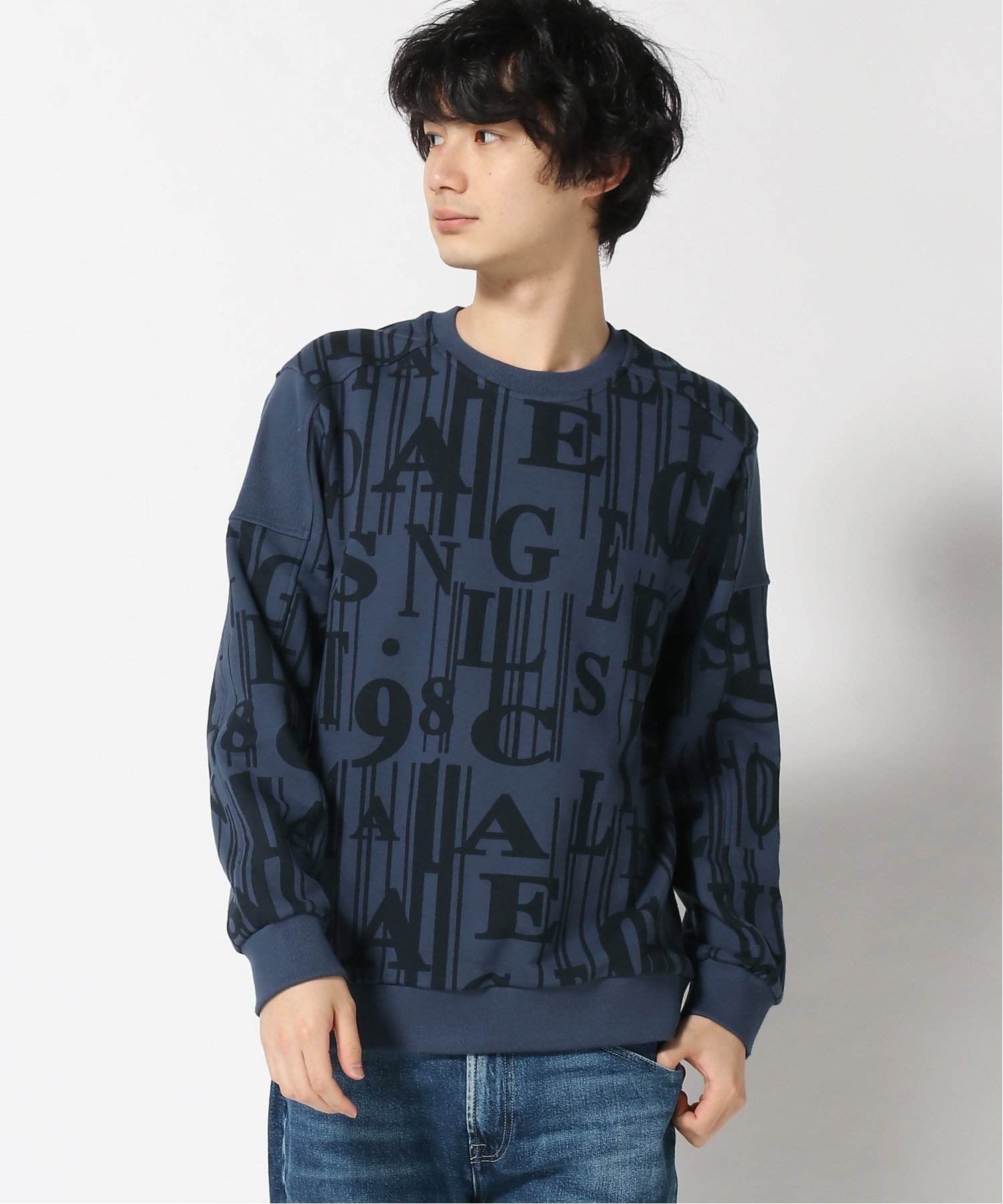 楽天Rakuten Fashion【SALE／30％OFF】GUESS （M）All Over Print Sweatshirt ゲス トップス スウェット・トレーナー ネイビー ベージュ【送料無料】