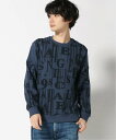 【SALE／30%OFF】GUESS (M)All Over Print Sweatshirt ゲス トップス スウェット・トレーナー ネイビー ベージュ【送料無料】