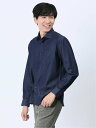 【SALE/37%OFF】TAKA-Q ストレッチ シャンブレー セミワイドカラー長袖シャツ タカキュー トップス シャツ・ブラウス ブルー ネイビー
