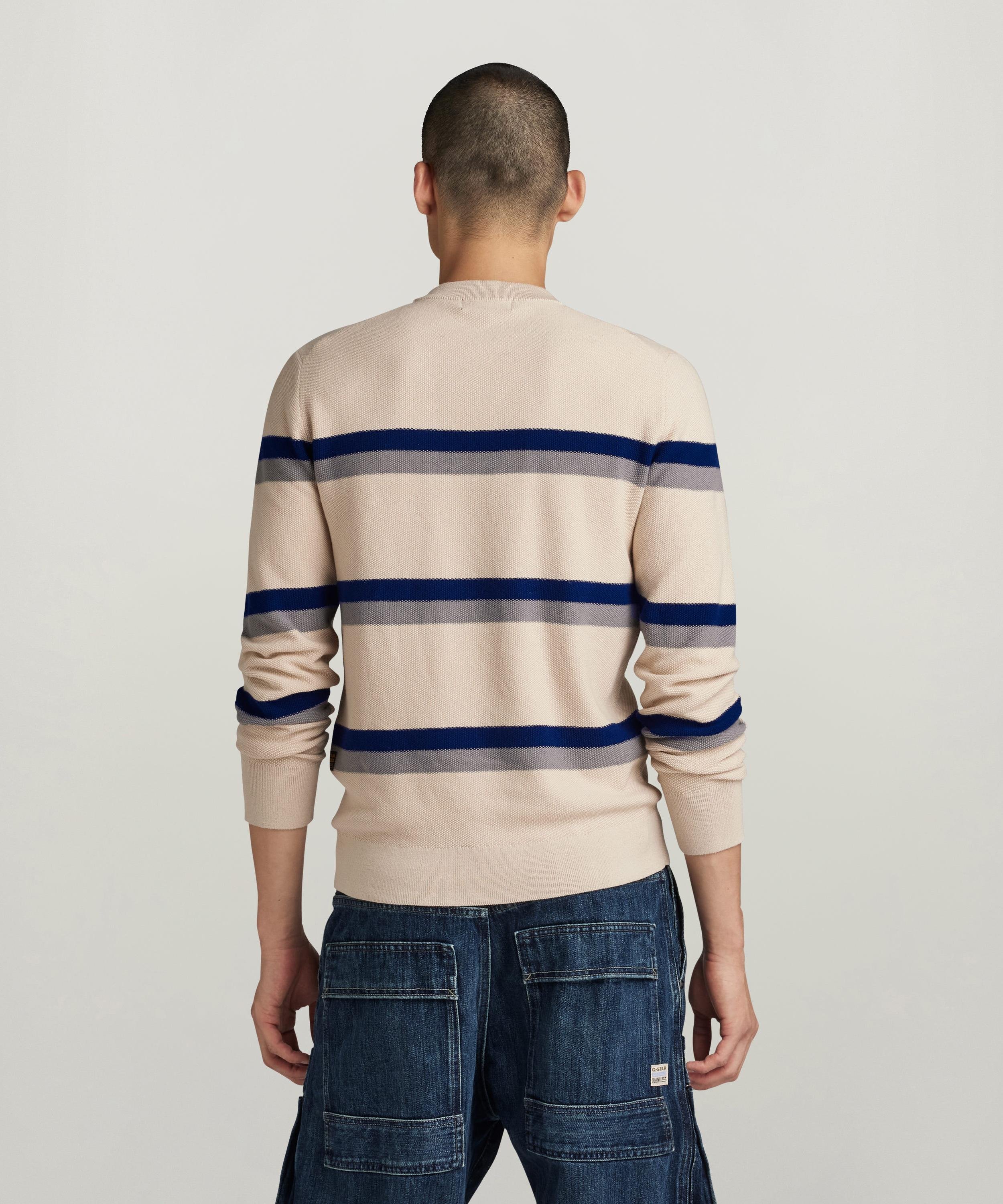 【公式ショップ】STRIPE KNITTED SWEATER/ストライプデザインニットセーター ジースターロゥ トップス ニット グレー