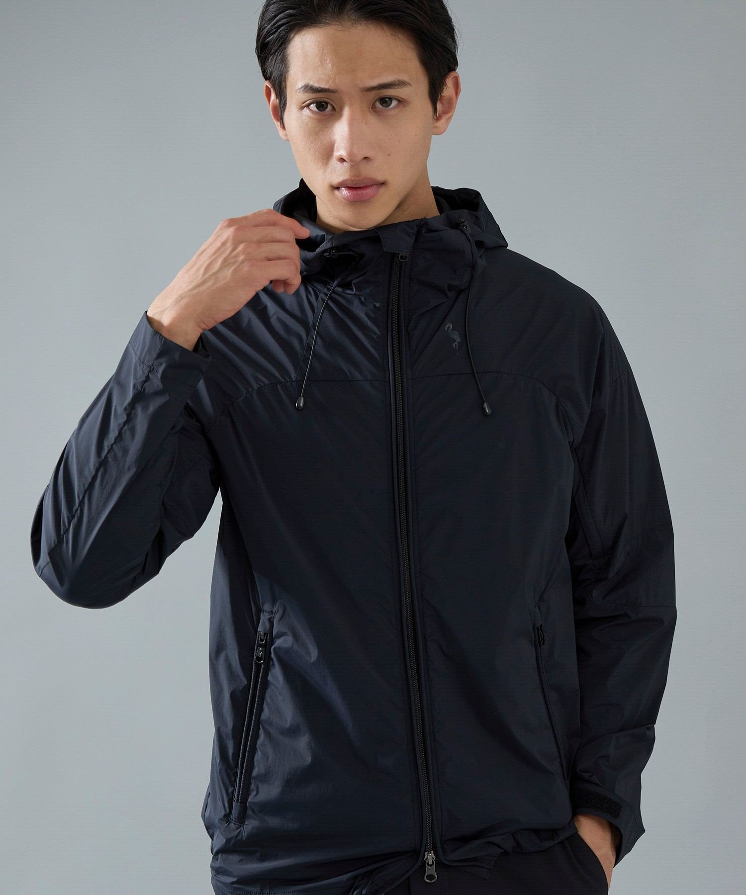 JUN&ROPE' 【NOIR】【撥水】【防透け】【ストレッチ】カルバック撥水ストレッチフーディージャケット ジュンアンドロペ ジャケット・アウター ブルゾン・ジャンパー ブラック グレー【送料無料】