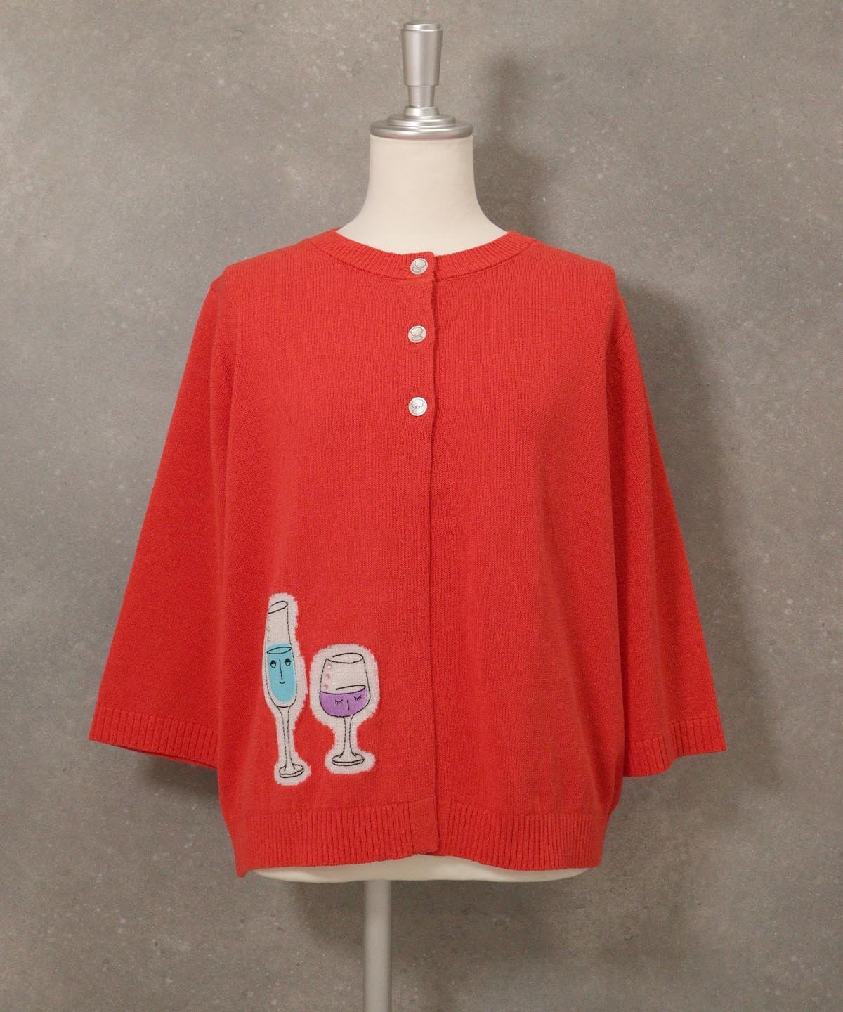 【SALE／40%OFF】STUDIO PICONE イラスト刺繍カーディガン スタジオピッコーネ トップス カーディガン ブルー レッド ブラック【送料無料】