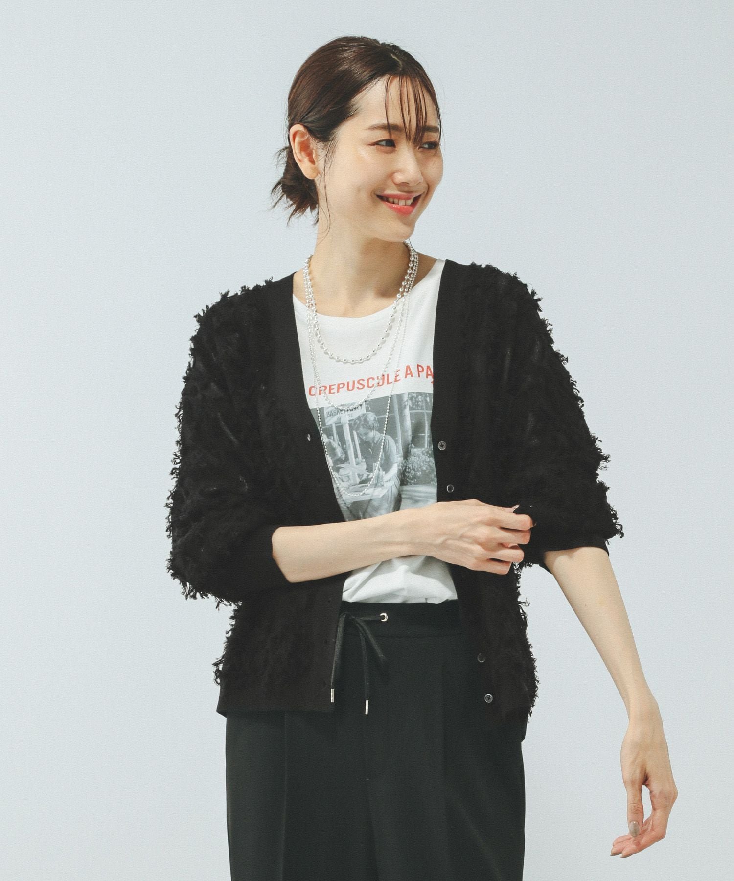 【SALE／50%OFF】GLOBAL WORK シアーフリンジカーディガン長袖/577731 グローバルワーク トップス カーディガン ホワイト ブラック ピンク stylife-15200133 Rakuten Fashion サンプル画像3