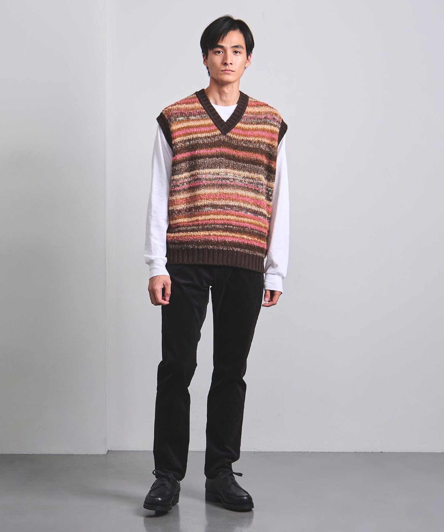 【SALE／80%OFF】UNITED ARROWS スラブ ファンシー ボーダー ベスト ユナイテッドアローズ アウトレット トップス ニット ピンク【送料無料】