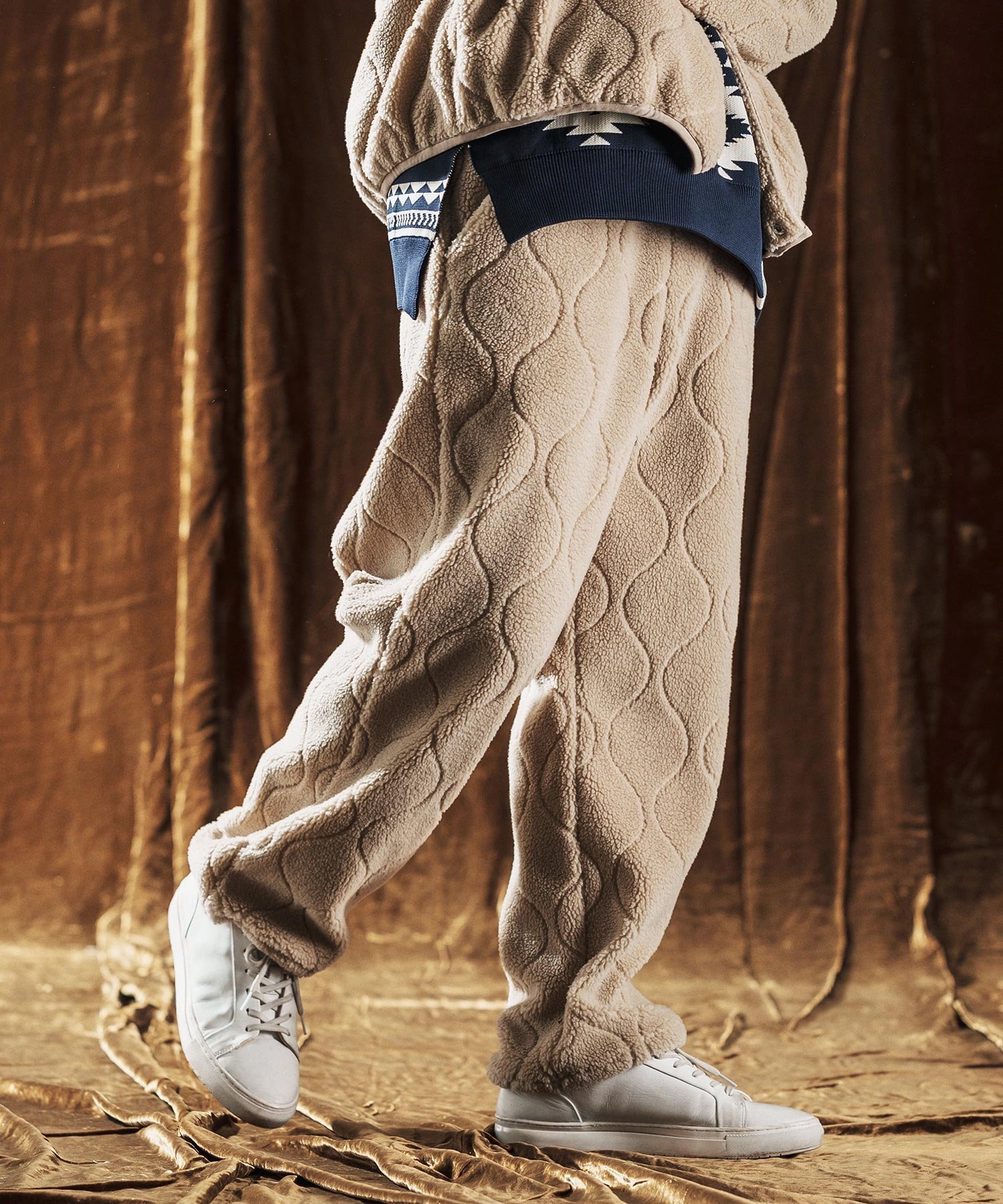 ANGENEHM mp13977-Boa Quilt Pants ボアキルティングパンツ カンビオ パンツ その他のパンツ ベージュ ブラック ブラウン【送料無料】