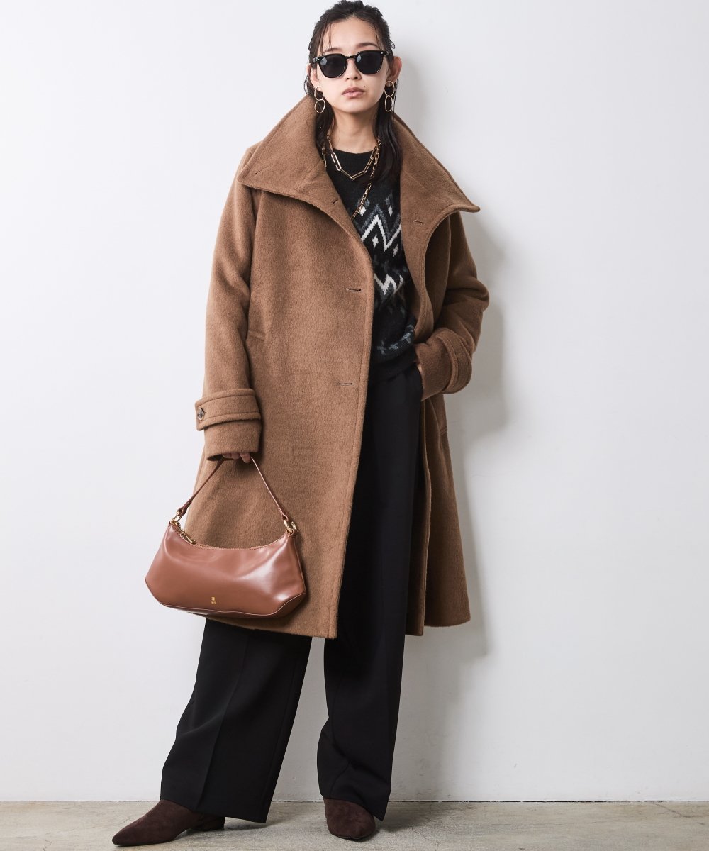 CHIC STYLE スタンドカラーコート＜大きいサイズ有＞シックスタイル シックスタイル ジャケット・アウター その他のジャケット・アウター ブラウン【送料無料】