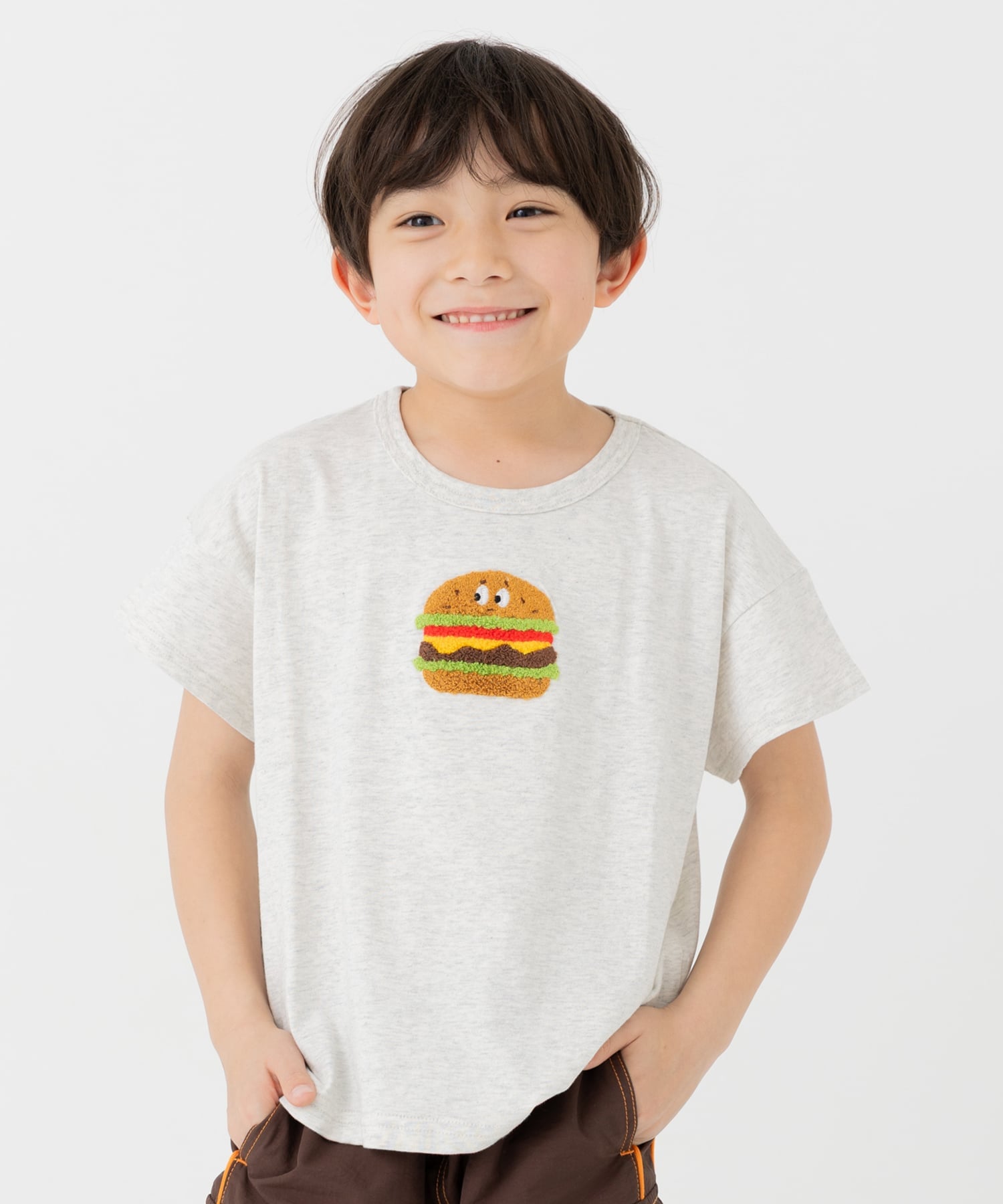 chil2 사가라 자수 반소매 T셔츠 칠투 탑스 컷소우·T셔츠 화이트 핑크 그레이 그린 블루