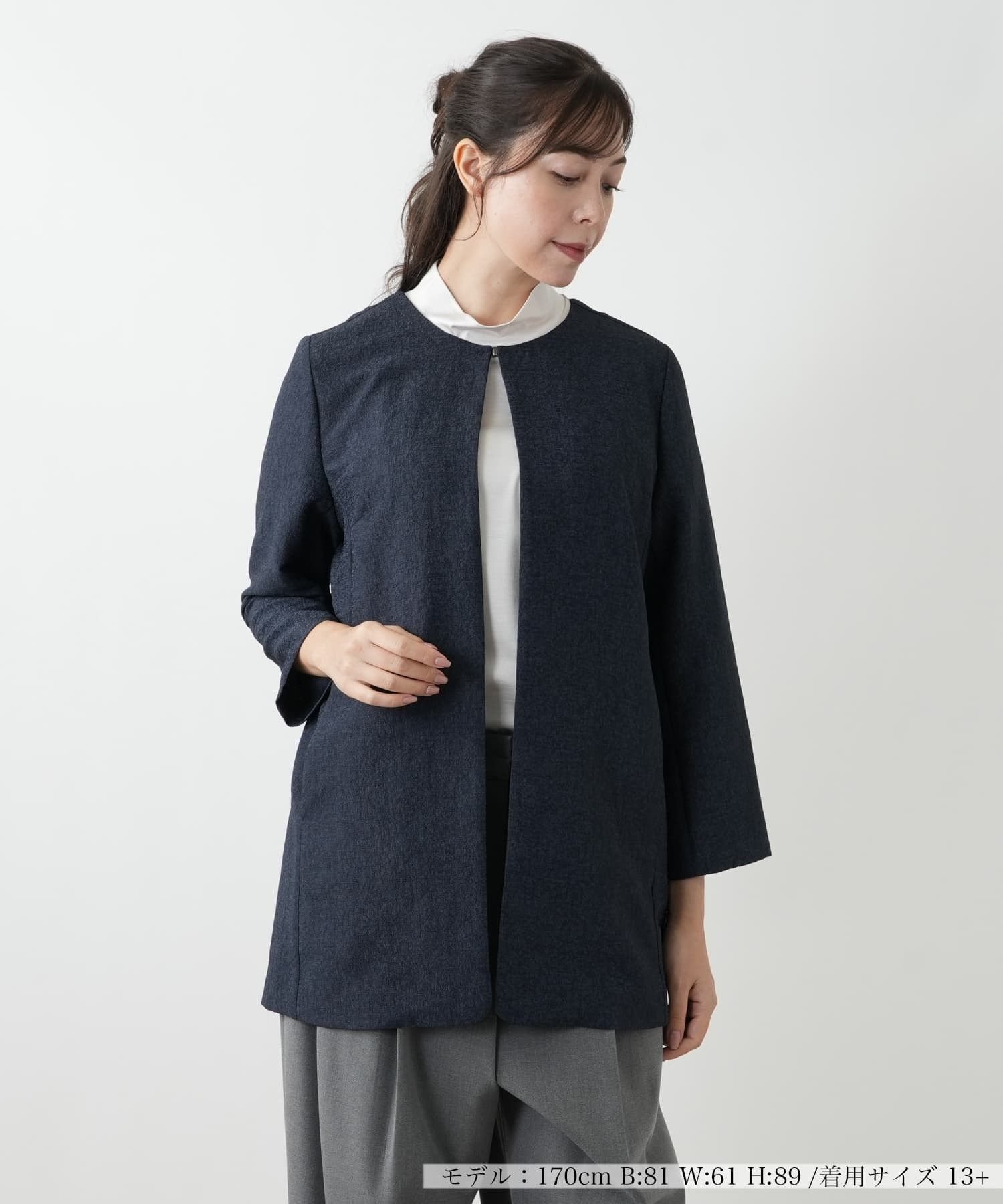 Leilian PLUS HOUSE ジャケット レリアン プラスハウス ジャケット・アウター テーラードジャケット・ブレザー グレー ネイビー