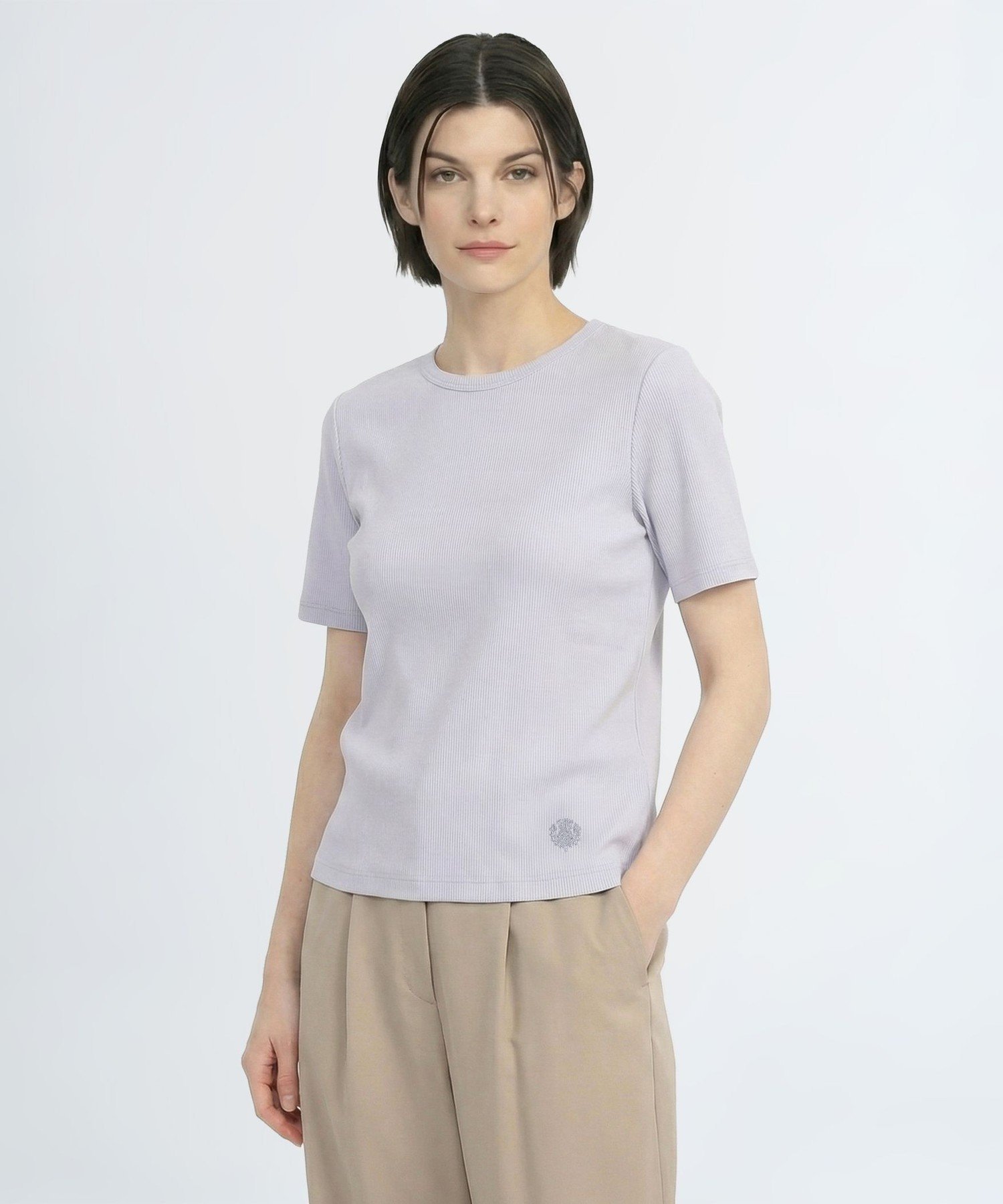SCAPA ラメテレコカットソー スキャパ トップス カットソー・Tシャツ ブラウン ホワイト