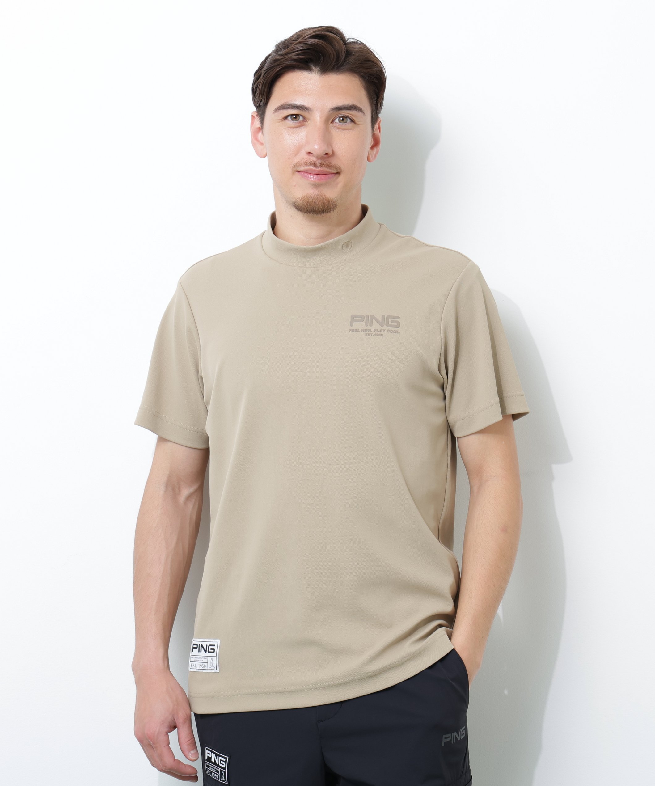 PING APPAREL スーパーシェルター06半袖ハイネックシャツ ＜GOLD＞ (MENS) ピン アパレル トップス その他のトップス ベージュ ホワイト ブラック【送料無料】