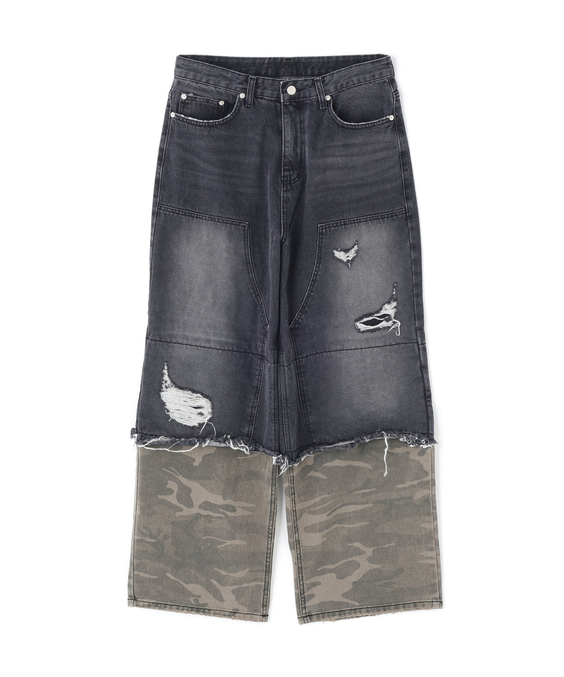LHP SIS/エスアイエス/Layered Camo Denim Pants エルエイチピー パンツ その他のパンツ ブラック ブルー